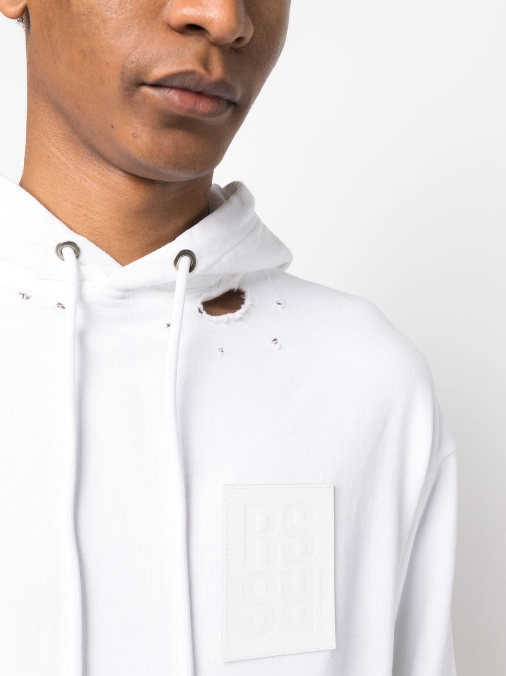 LOGO PATCH RIPPED HOODIE - 3