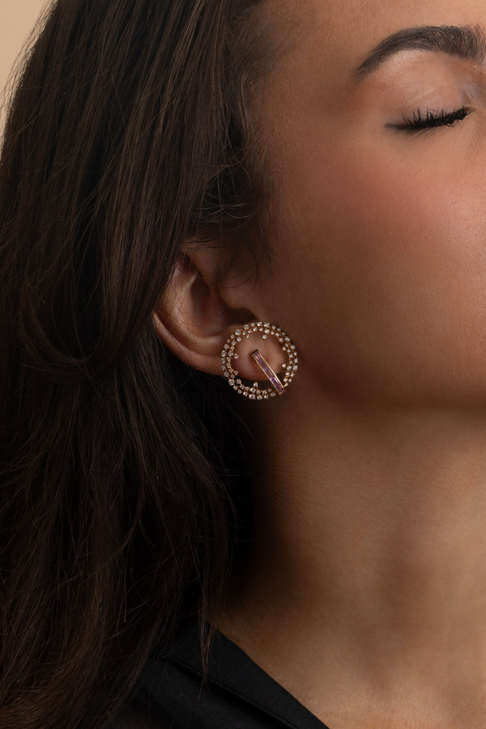Pink Sapphire Diamond Scatter Earrings - 4
