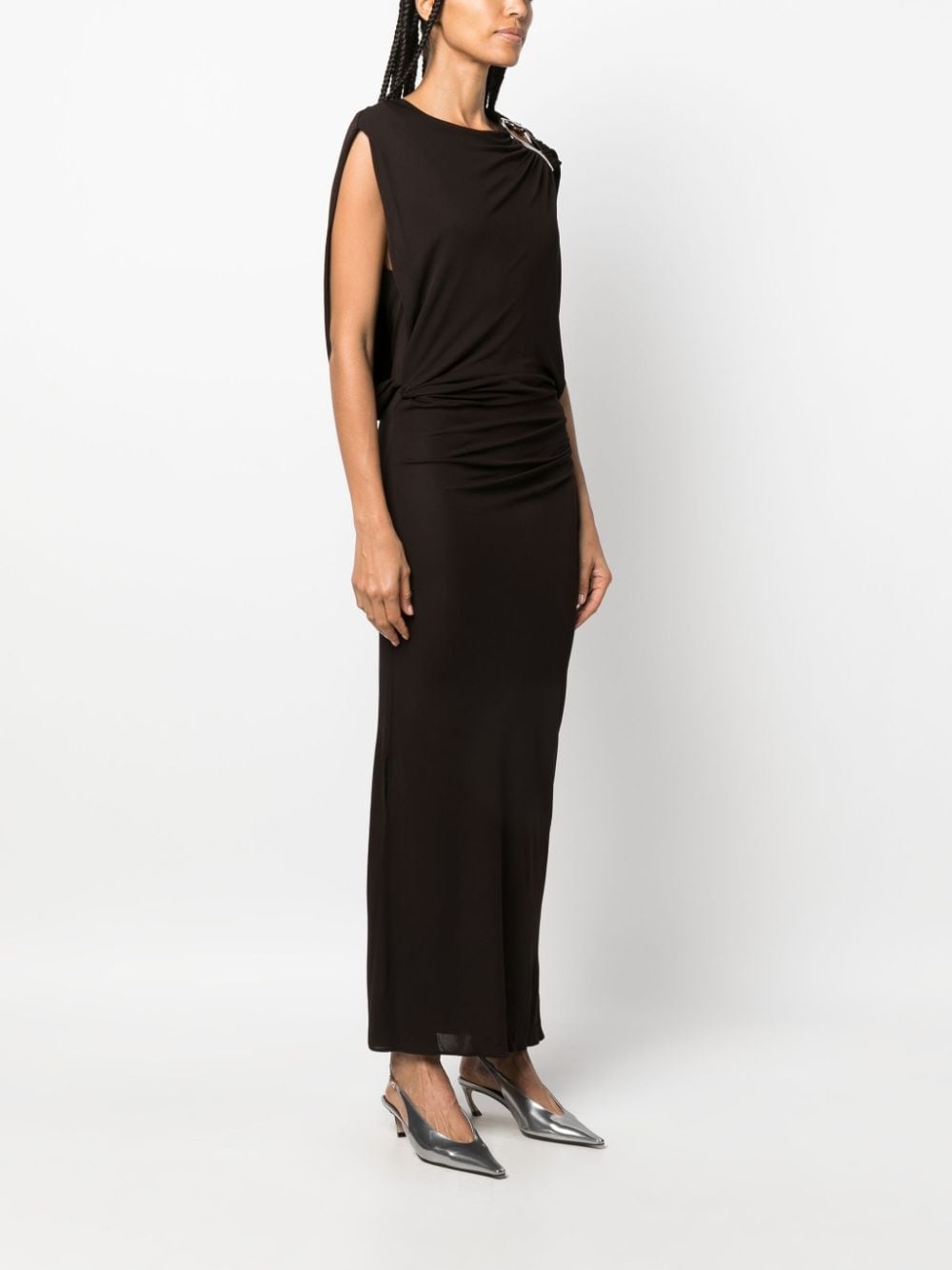 brooch-detail maxi dress - 3