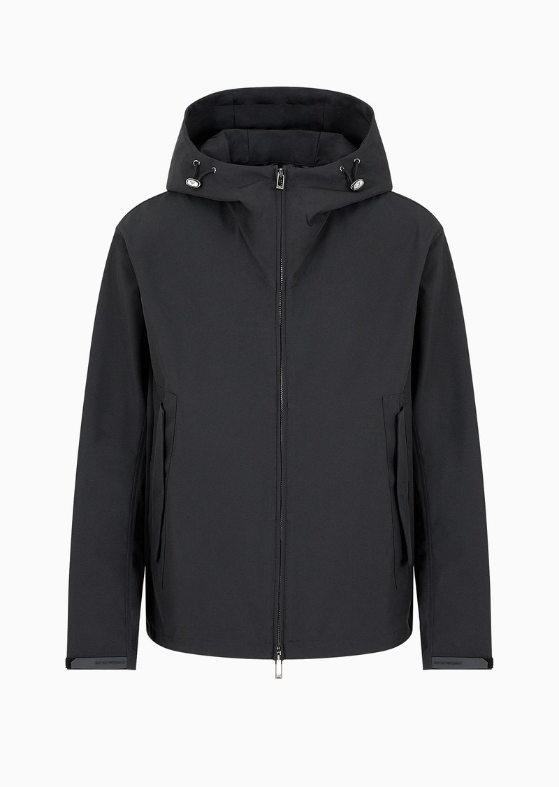 Blouson with nylon hood and backed knit 1