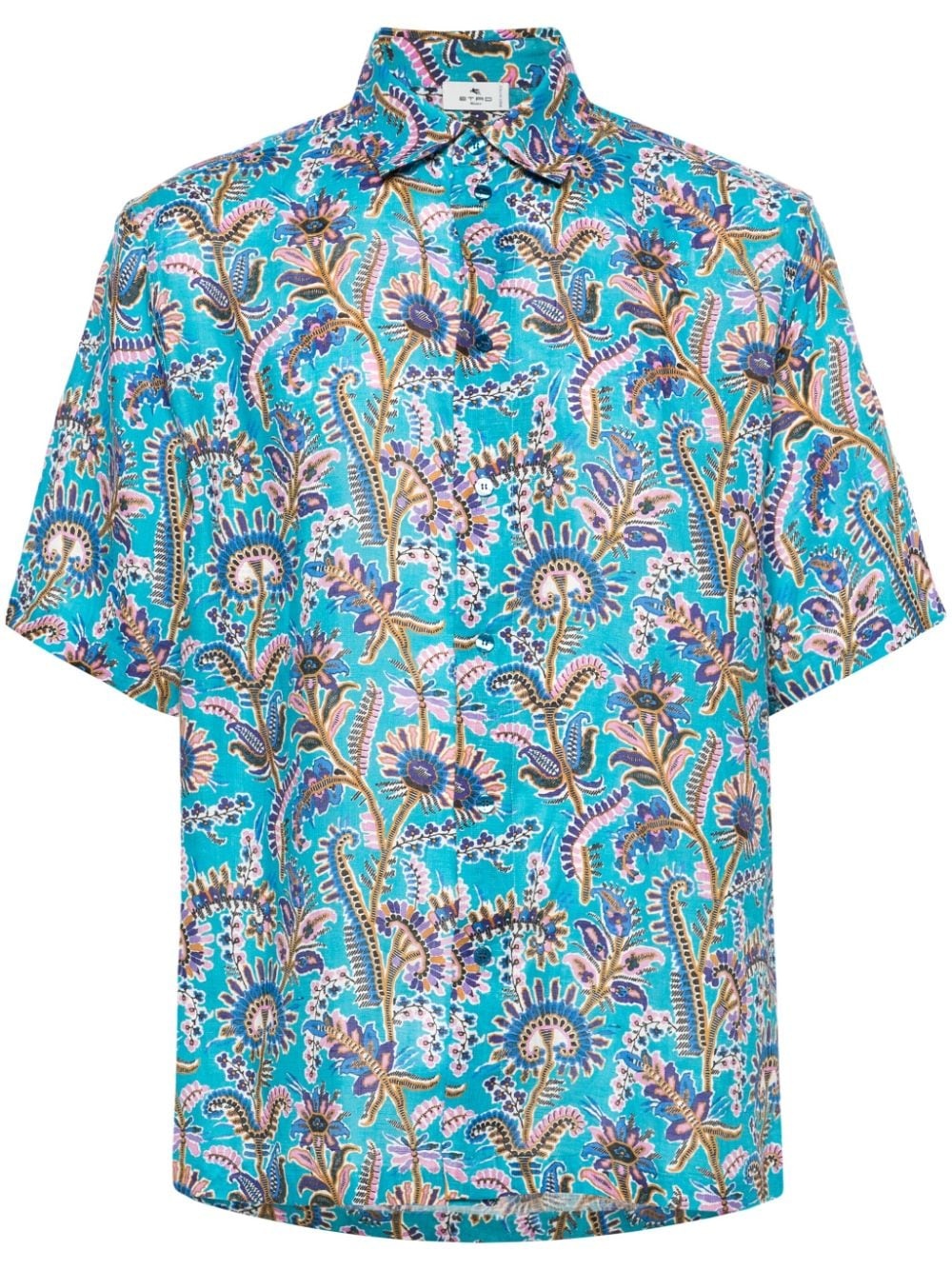 floral-print linen shirt - 1