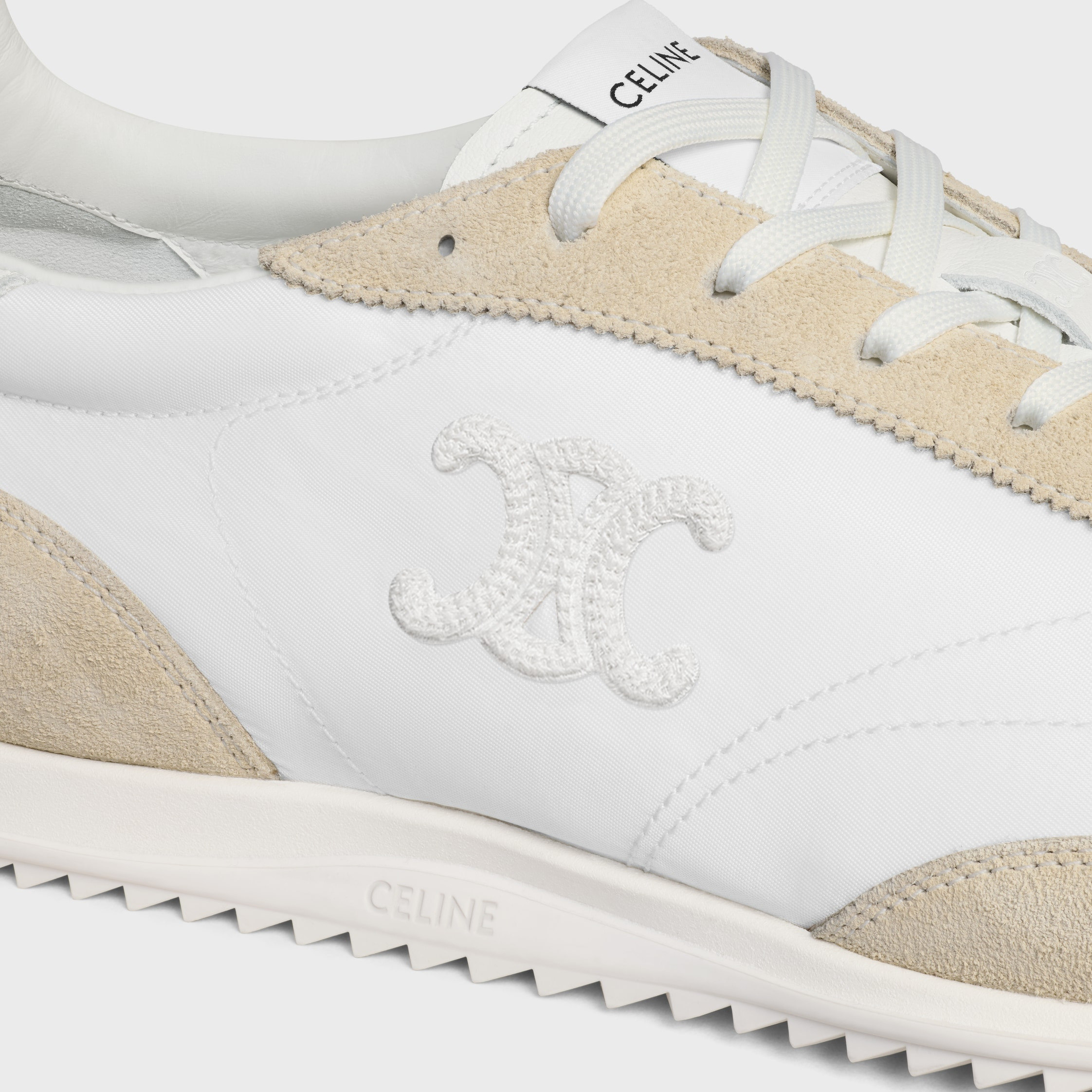 CELINE RACER LOW LACE-UP SNEAKER WITH TRIOMPHE IN NYLON, SUEDE CALFSKIN AND CALFSKIN - 5