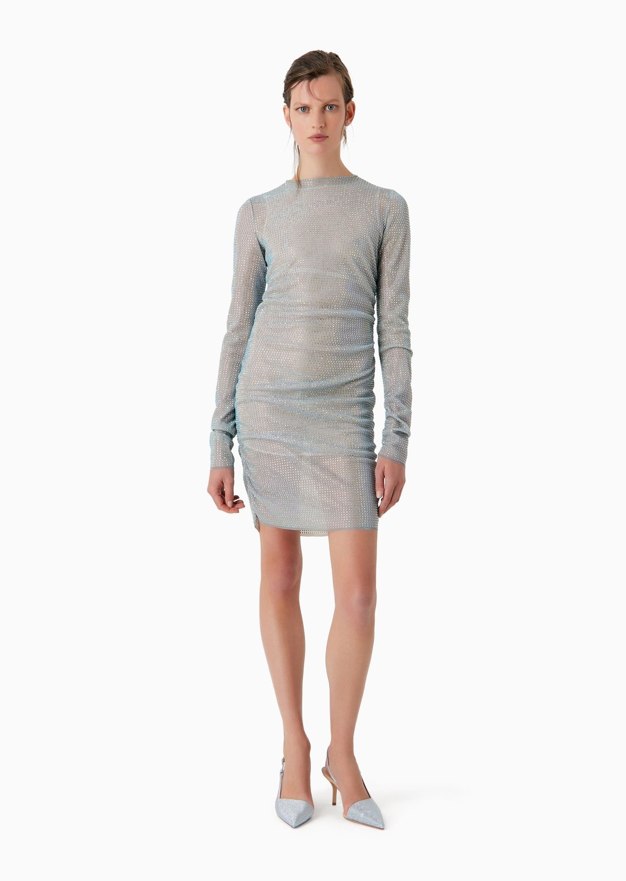 Short knit dress with all-over crystals - 2