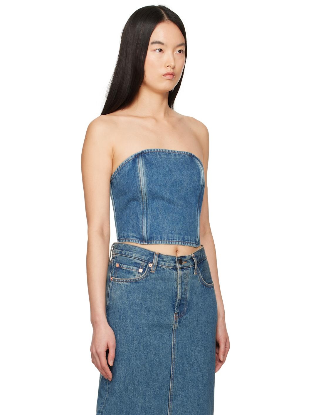 Blue Tube Denim Top - 2
