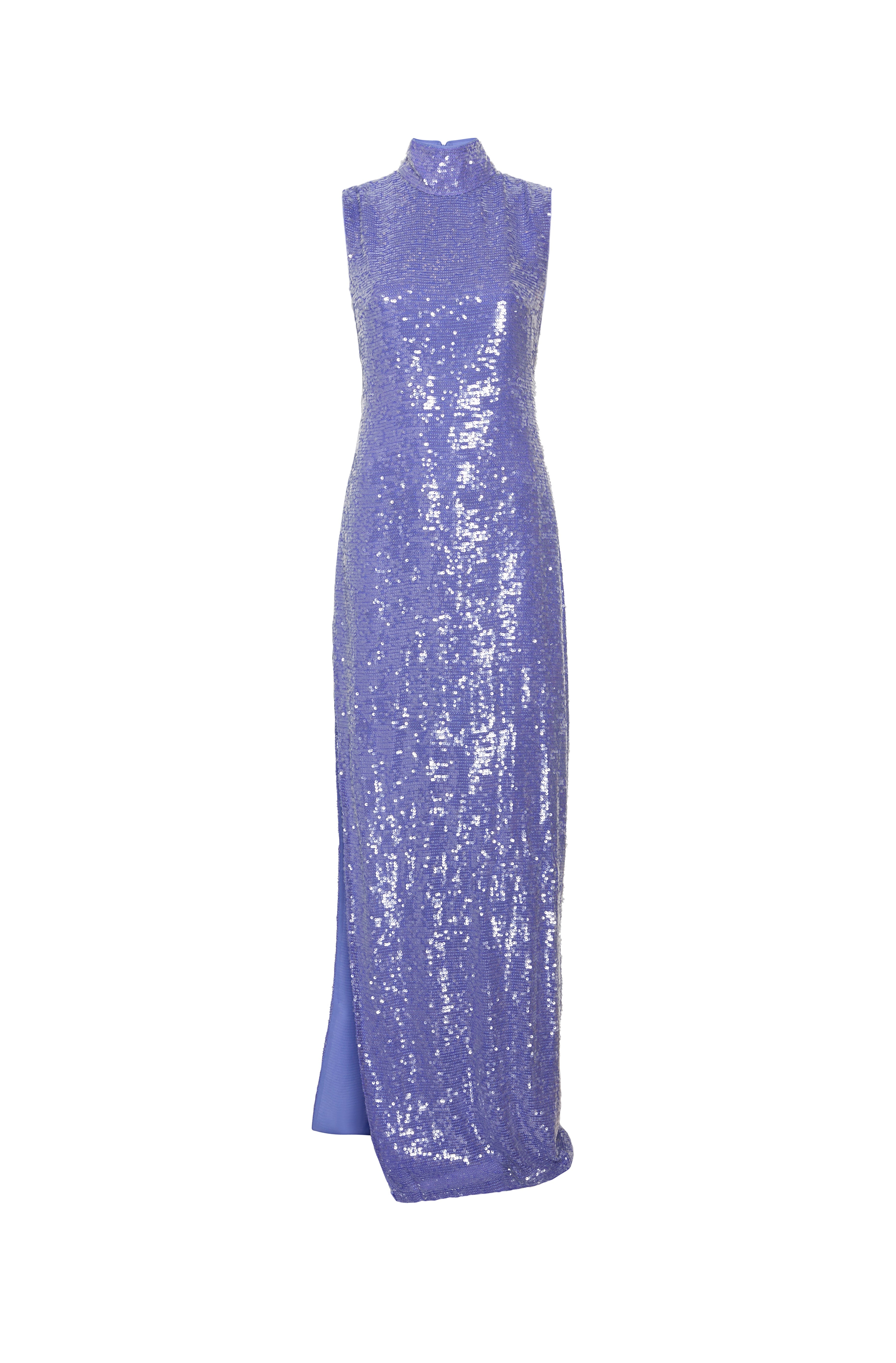 Sequin High Neck Sleeveless Gown - 1