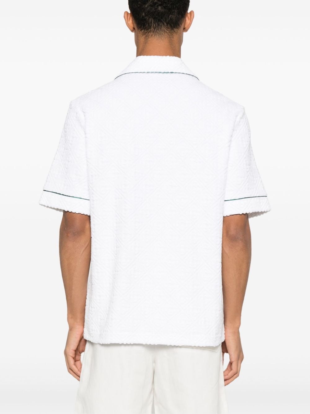 monogram-embossed towelling shirt - 4