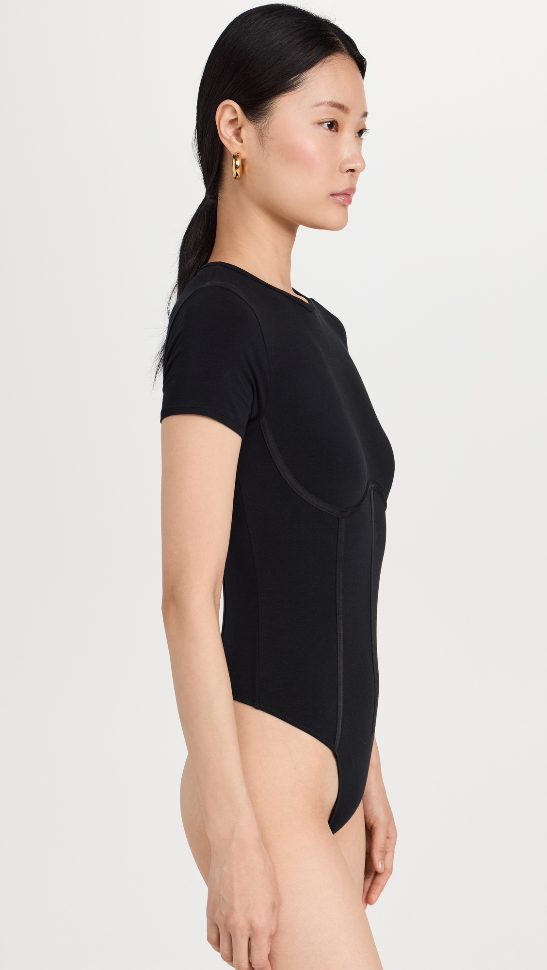 Cotton T Shirt Thong Bodysuit - 3