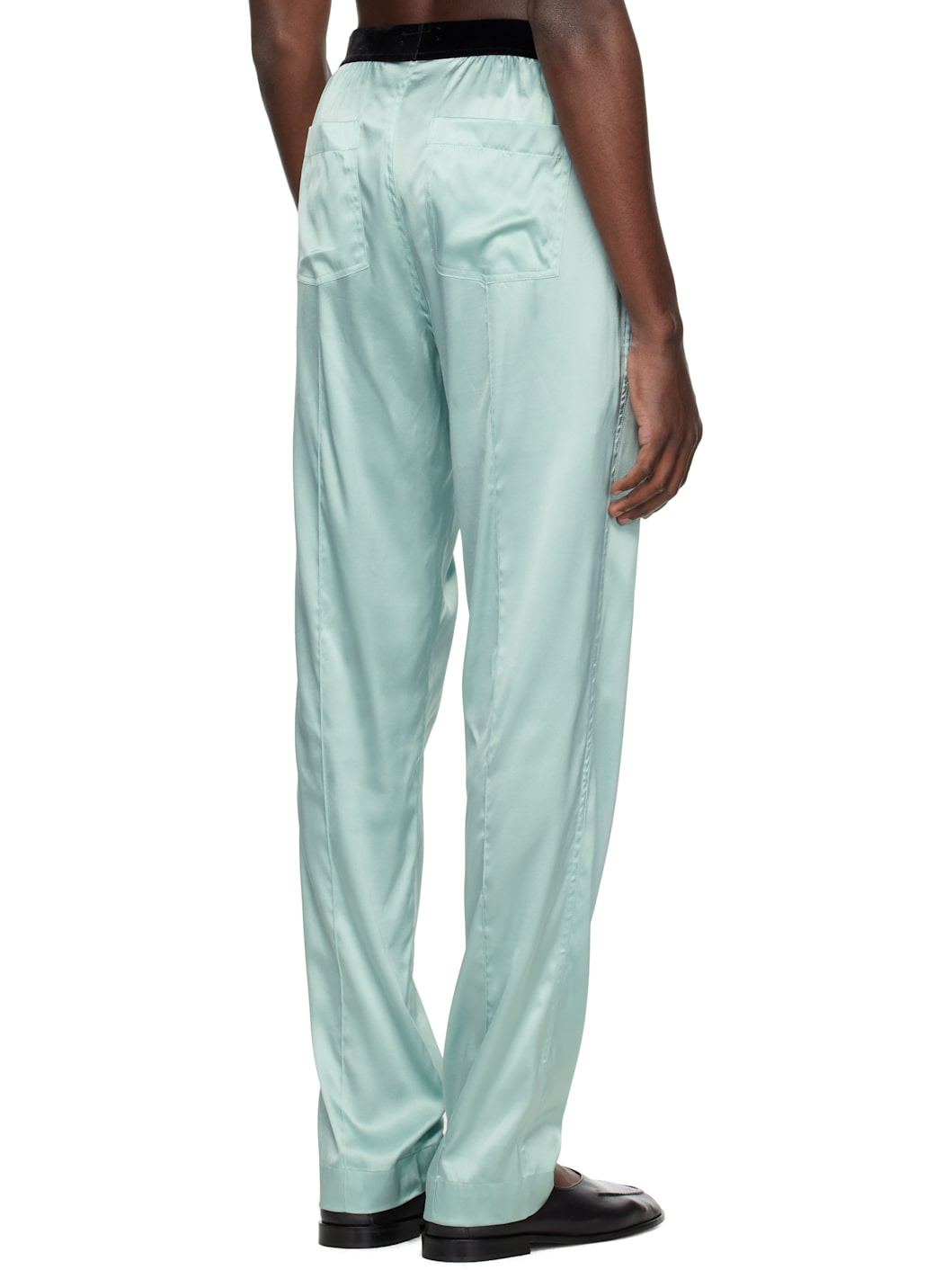 Green Stretch Silk Satin Pyjama Pants - 3