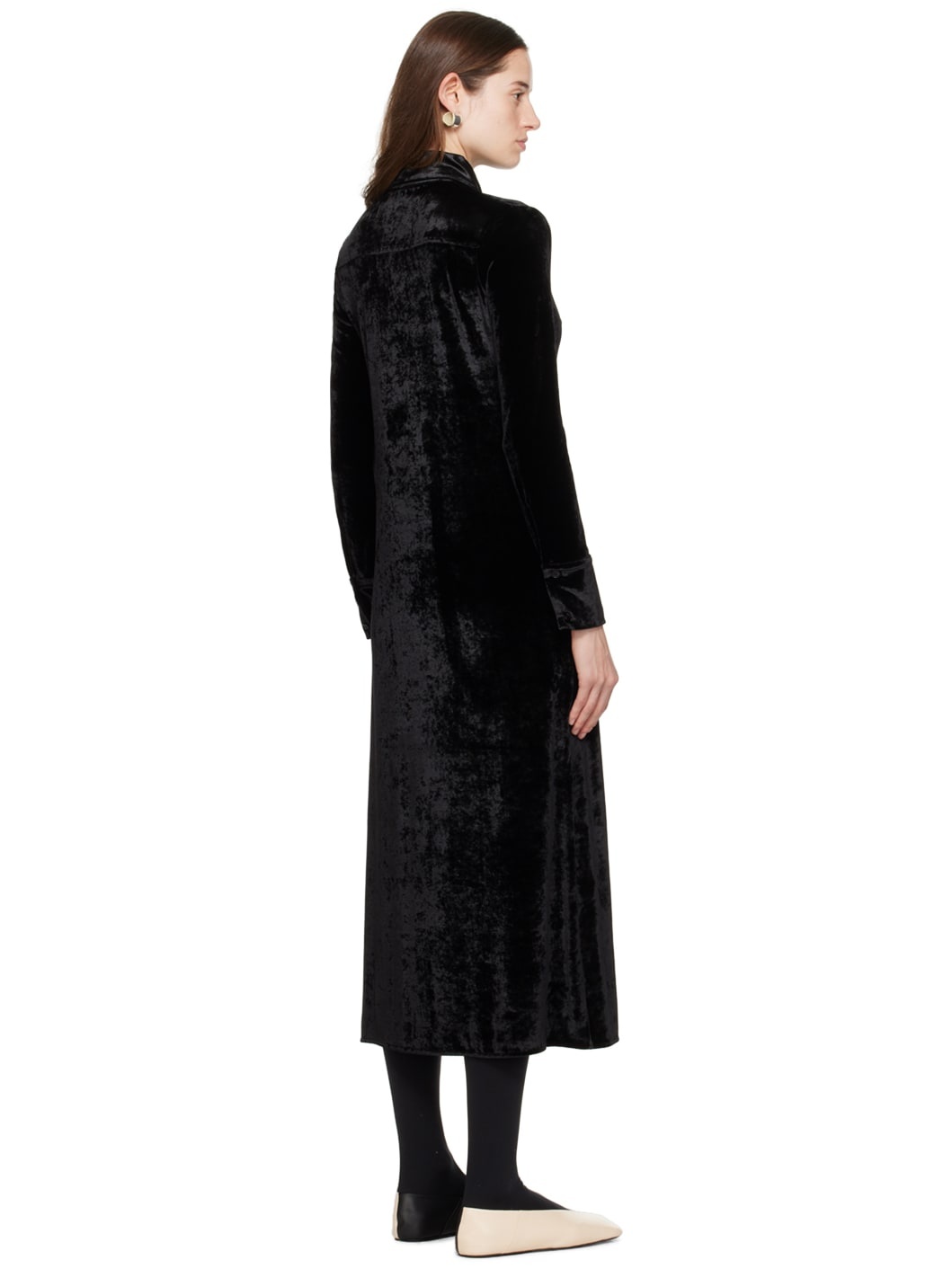 Black Long Sleeve Midi Dress - 3