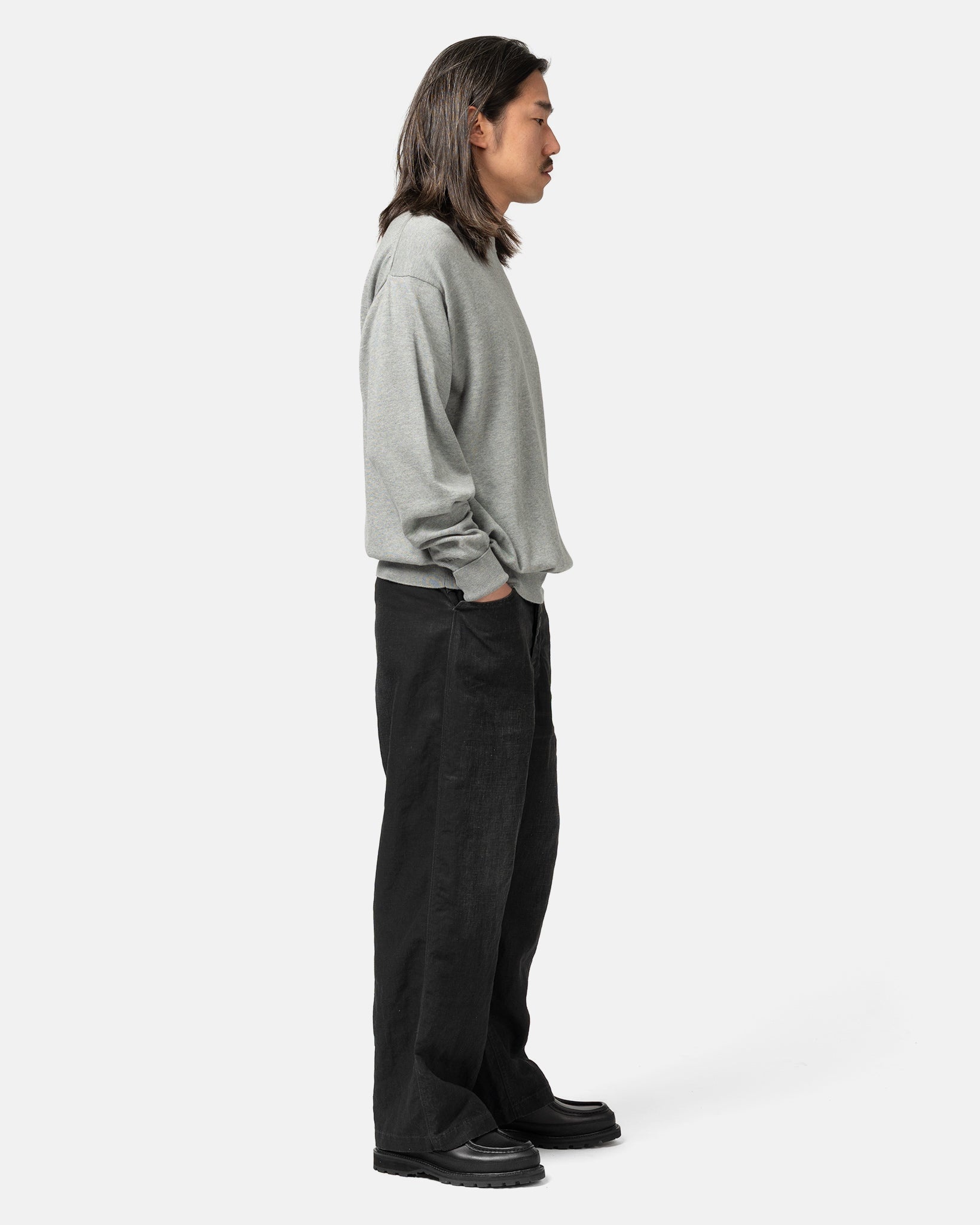 Vintage Black Linen Trousers Black - 3