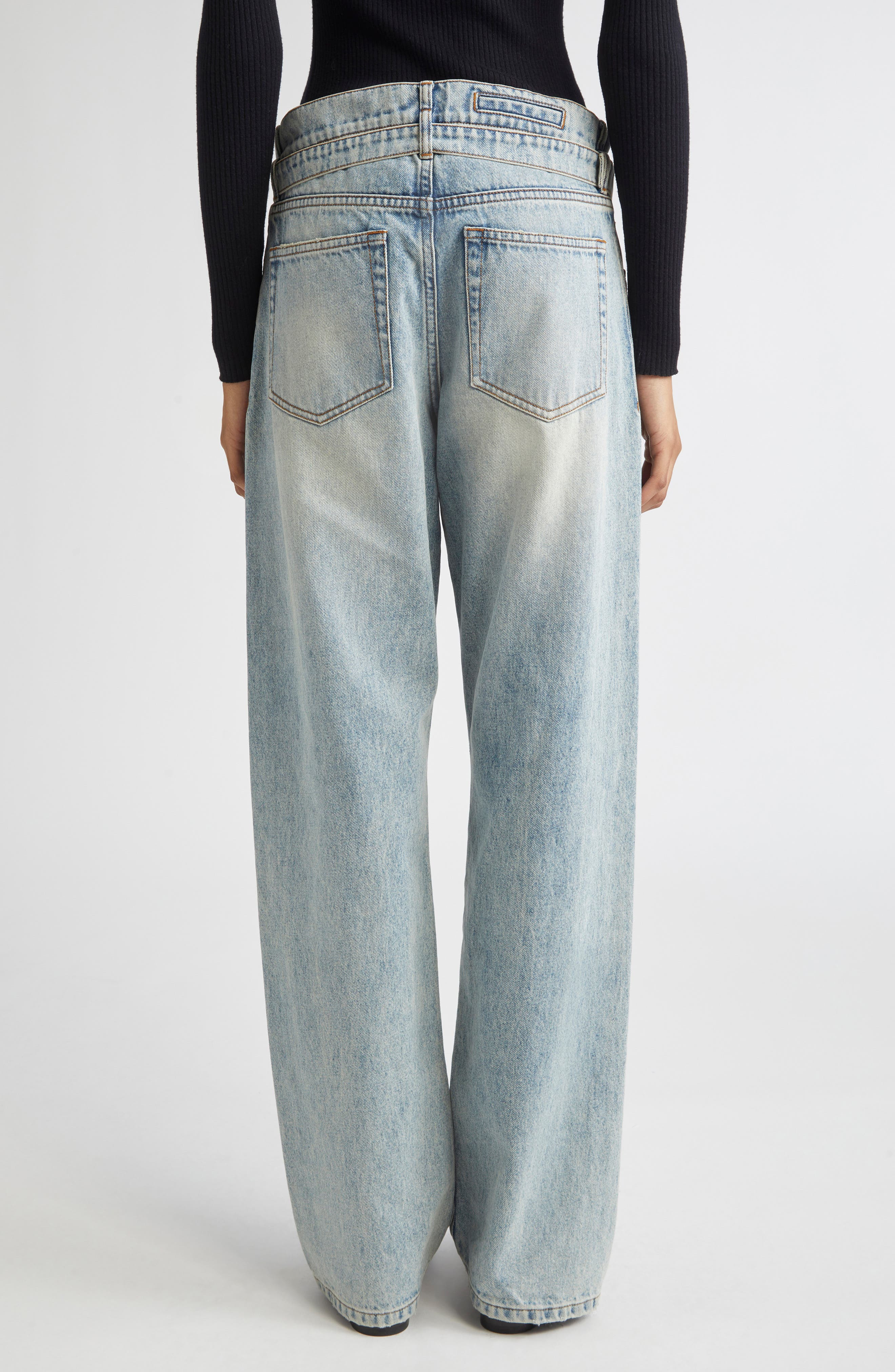 Proenza Schouler Ellsworth Belted Boyfriend Jeans in Light Wash at Nordstrom - 3