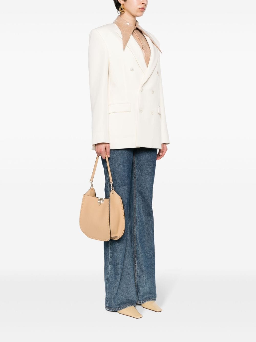 Rockstud-embellished leather shoulder bag - 2