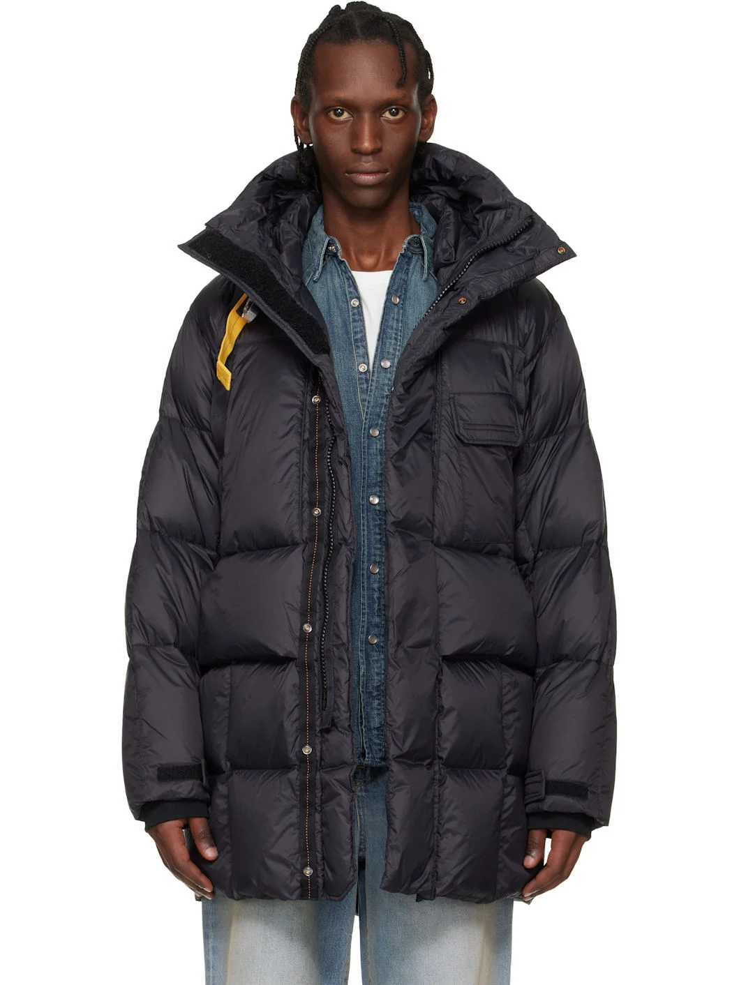 Black Bold Parka Hooded Down Jacket - 1