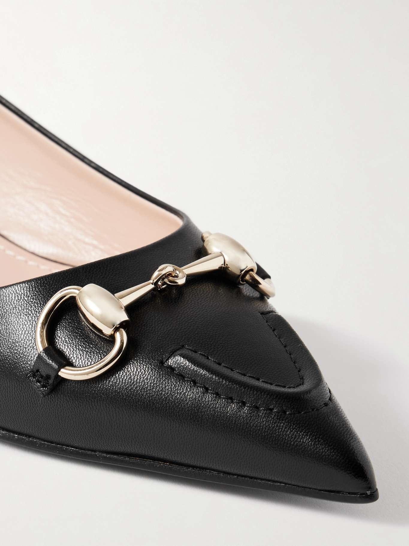 Erin horsebit-detailed leather point-toe flats - 4