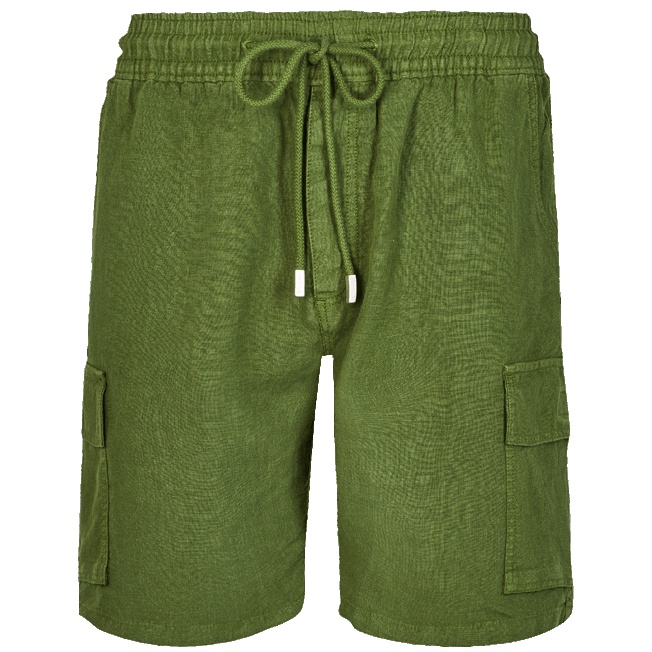 Men Linen Bermuda Shorts cargo pockets - 1