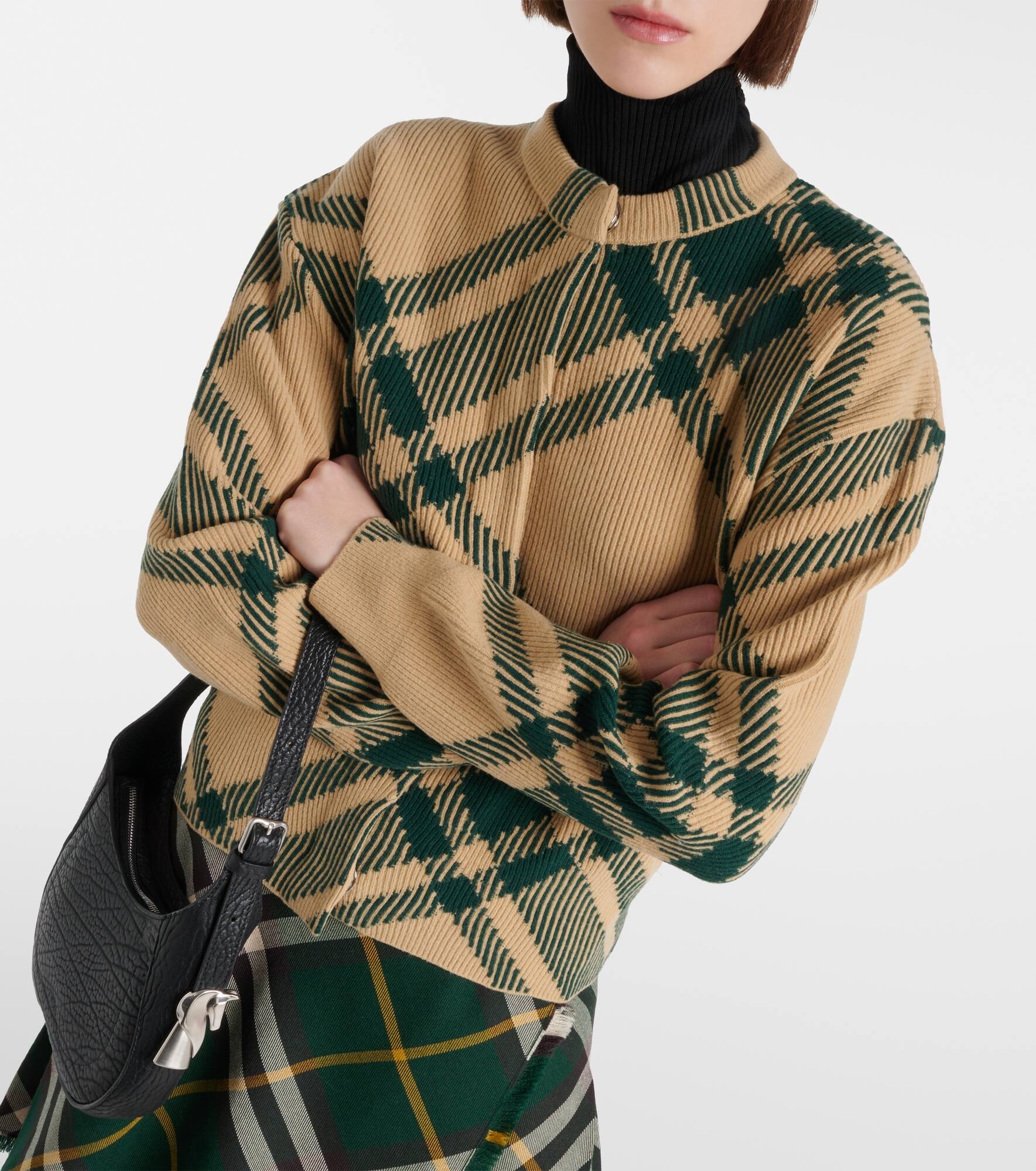 Burberry Check wool-blend cardigan - 4