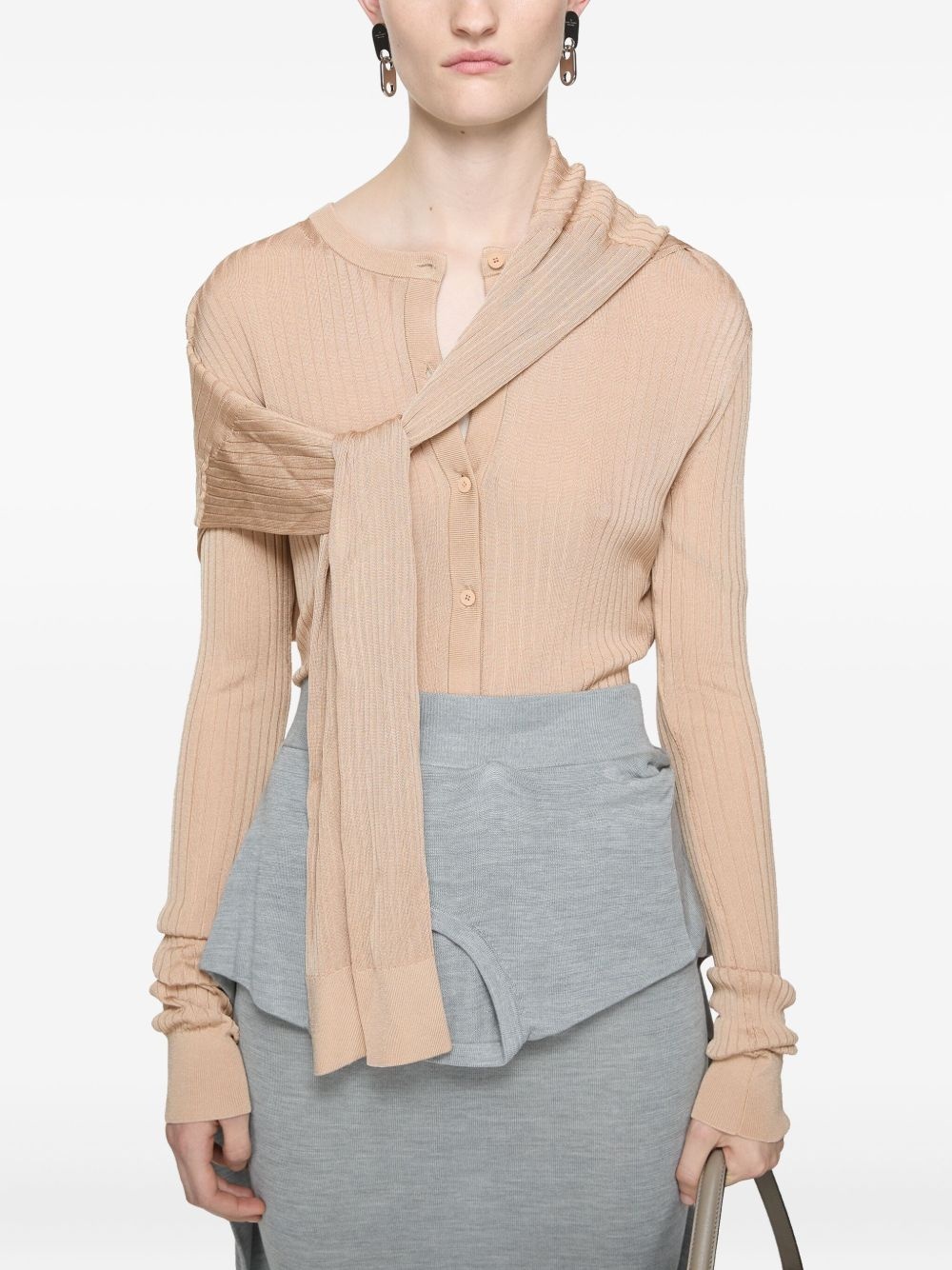 ribbed-knit cardigan - 3