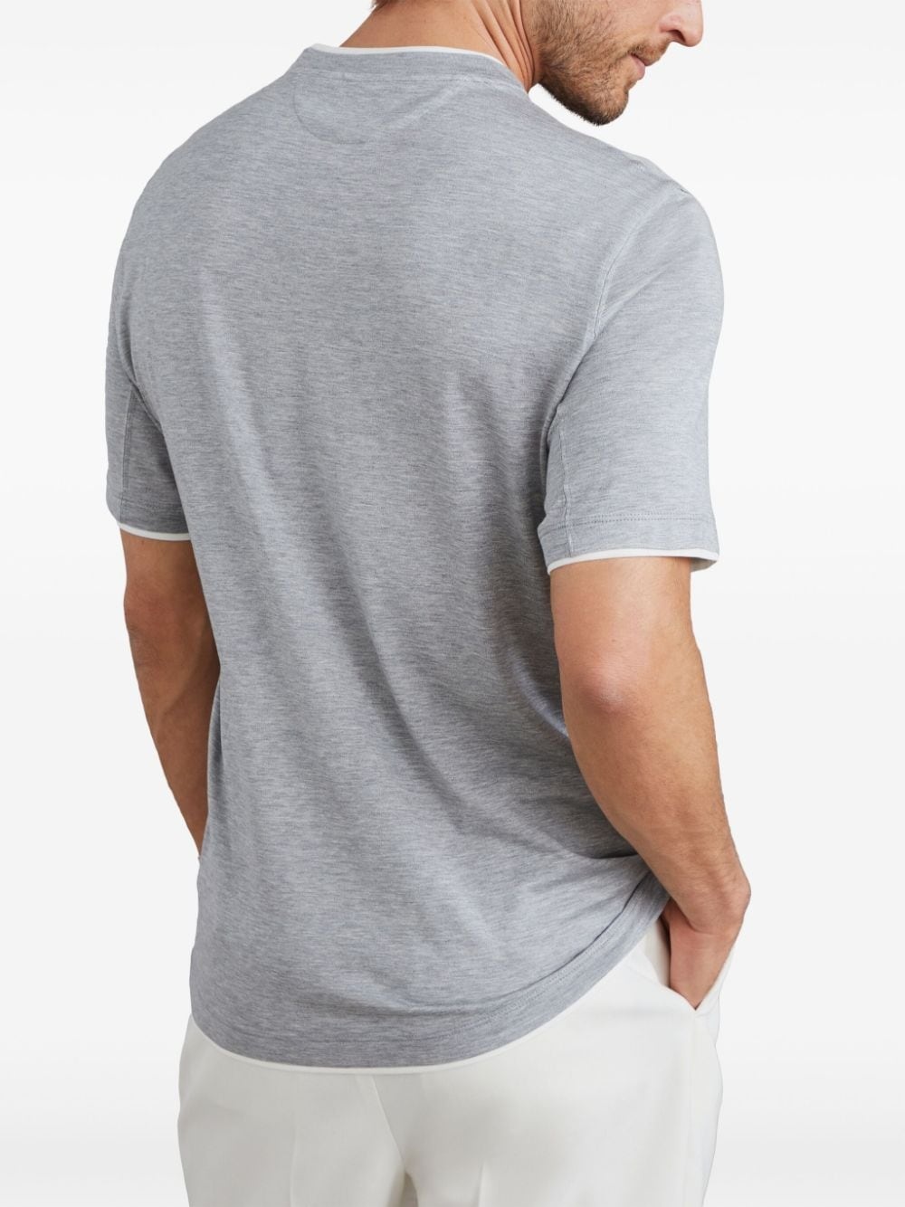 contrasting-trim jersey T-shirt - 4