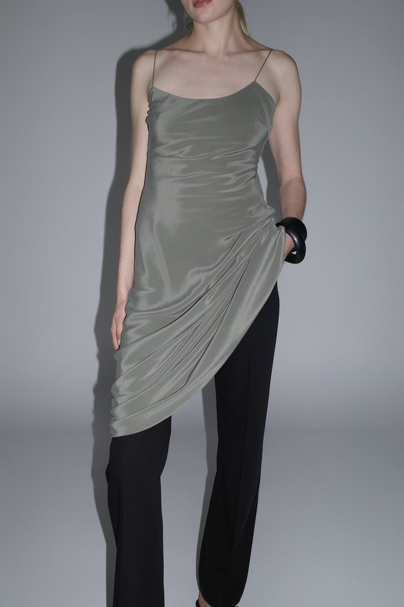 Silk Slip Dress - Smokey Olive 7