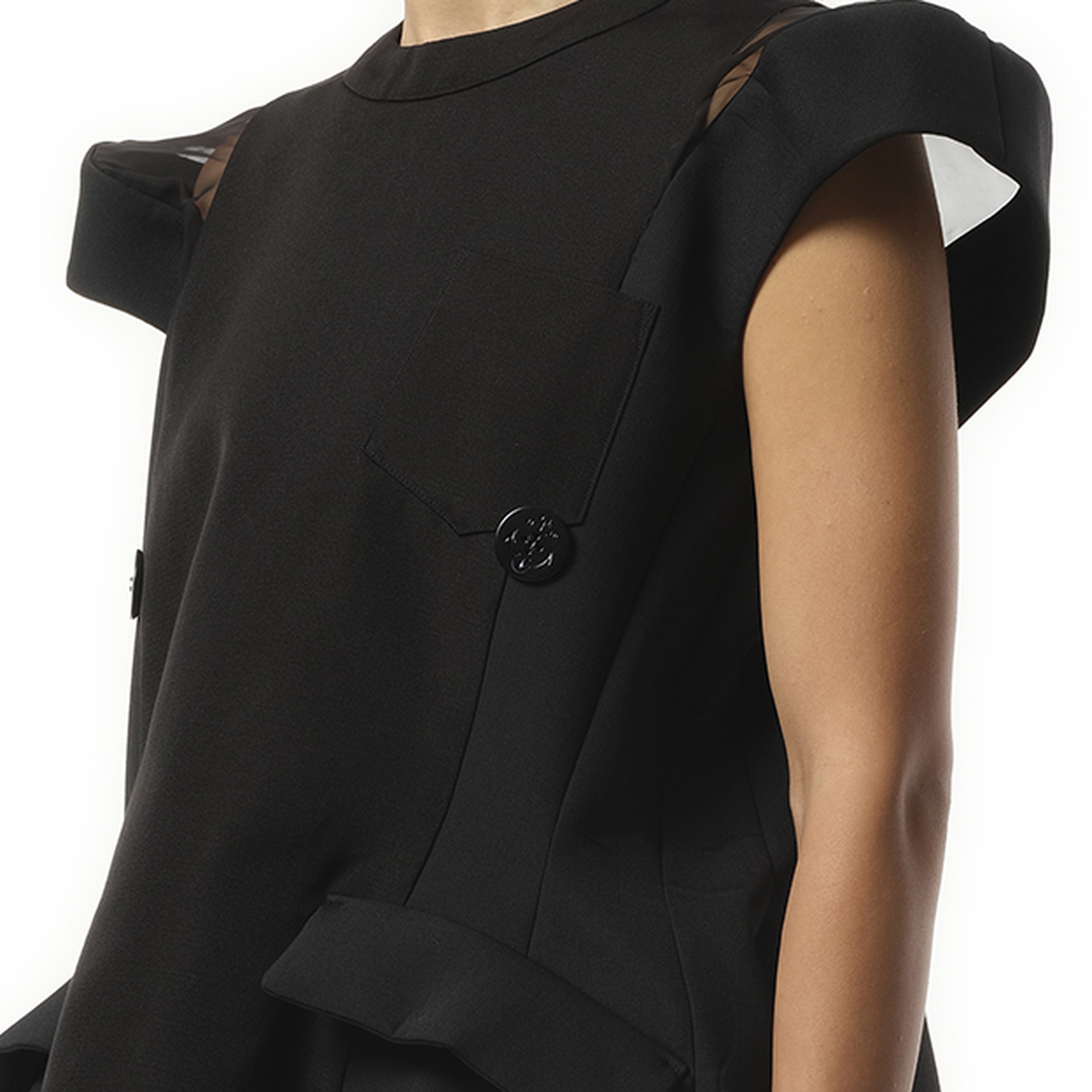 sacai Double-Faced Silk Cotton Dress in Black | REVERSIBLE