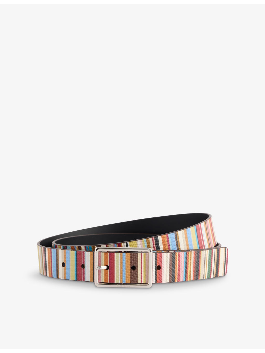 Striped Reversible Leather Belt - 3