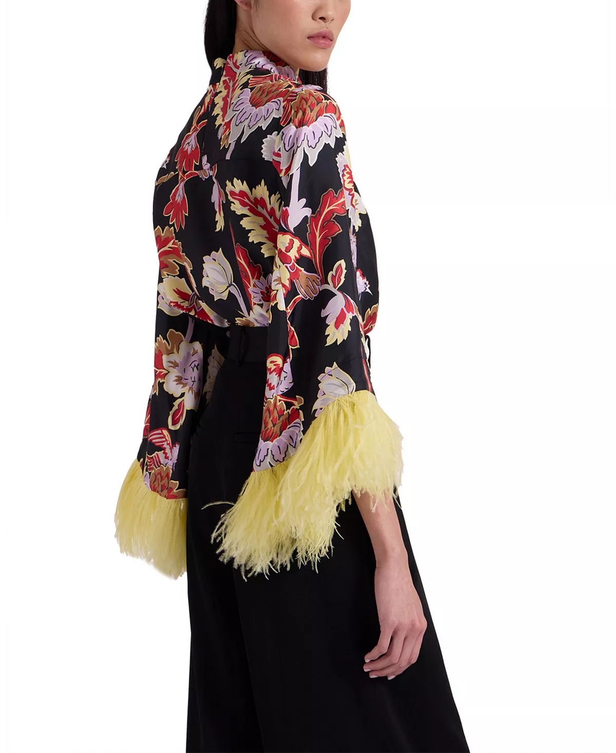 Make An Exit Silk Twill Top with Feathers - 2