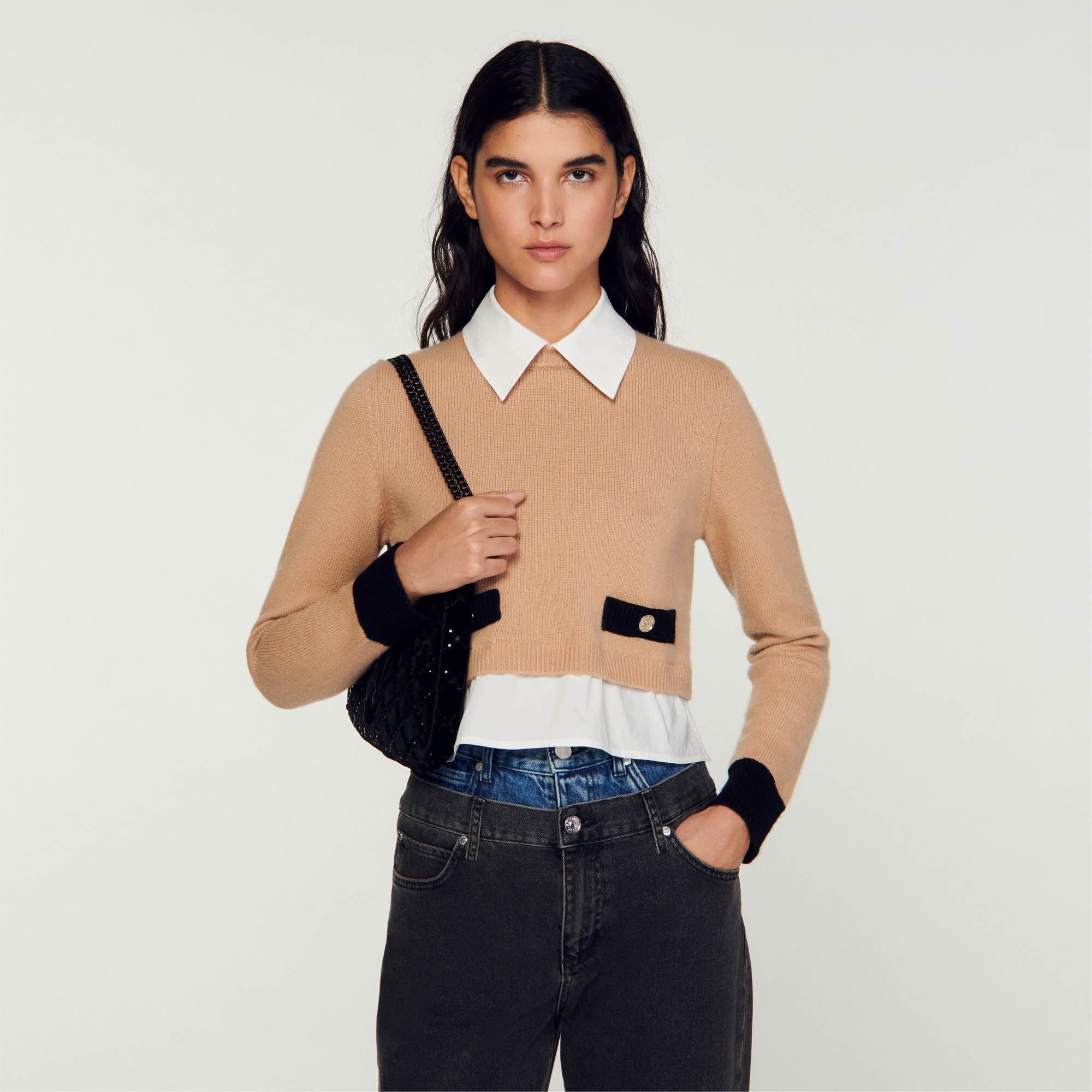 CROPPED WOOL AND CASHMERE SWEATER - 5