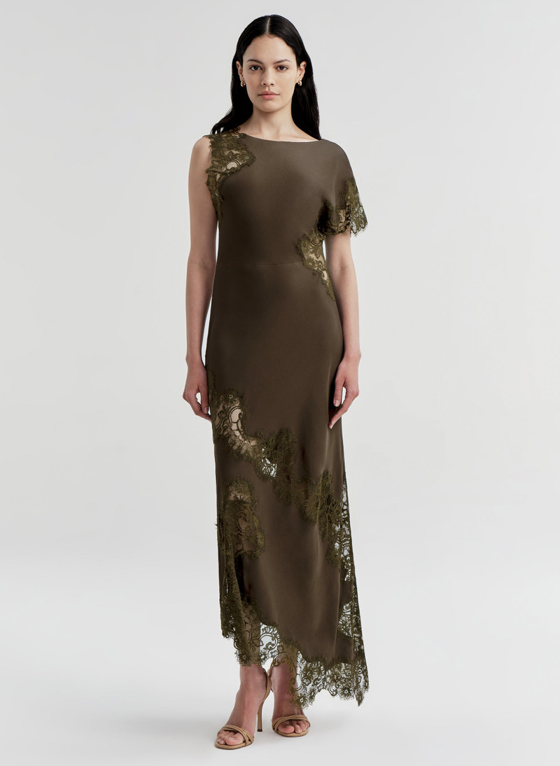 A.L.C. Alessia Textured Satin and Lace Maxi Dress outlook