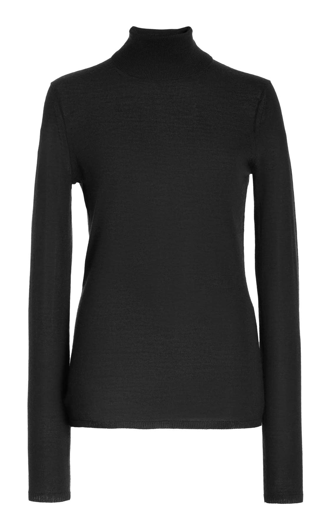 Costa Turtleneck in Black Silk Cashmere - 1