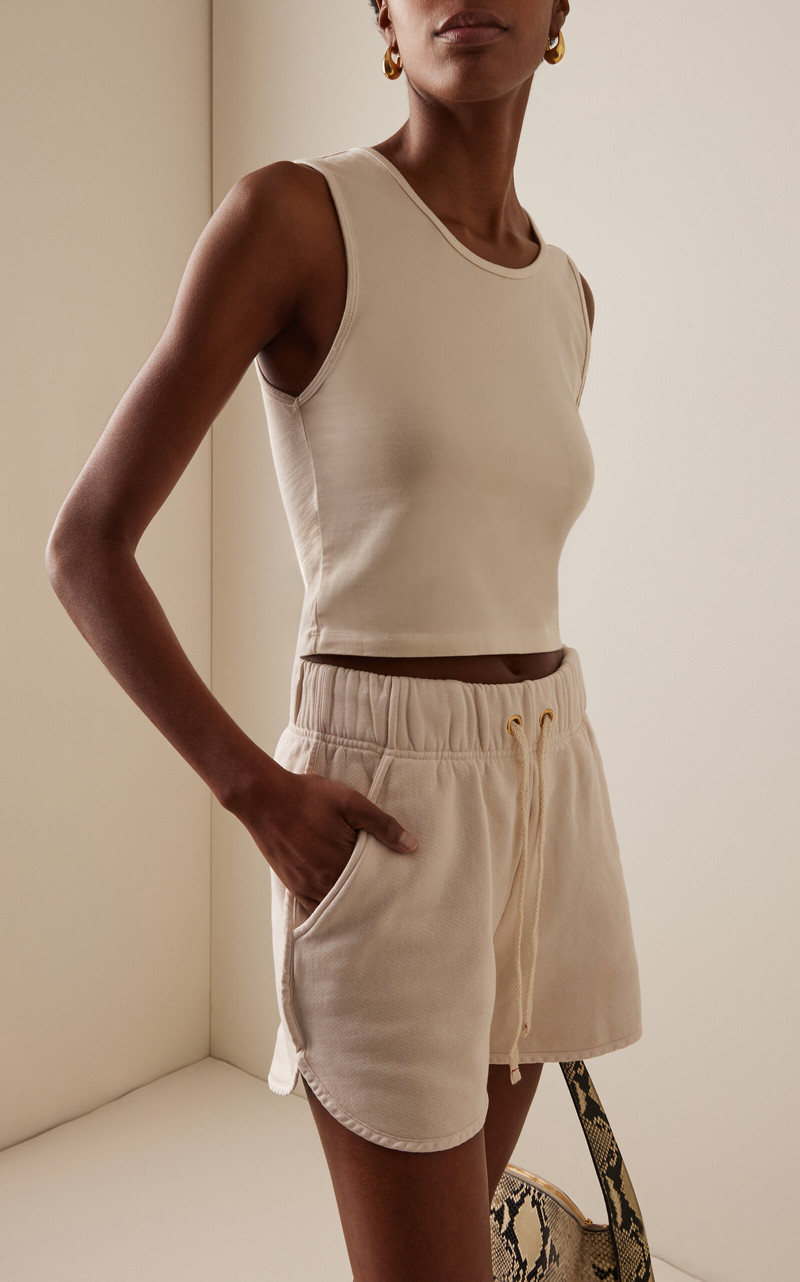 LES TIEN Talya Cropped Cotton-Modal Tank Top ivory outlook