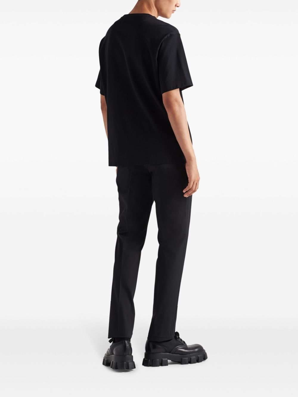 triangle-logo cotton T-shirt - 3