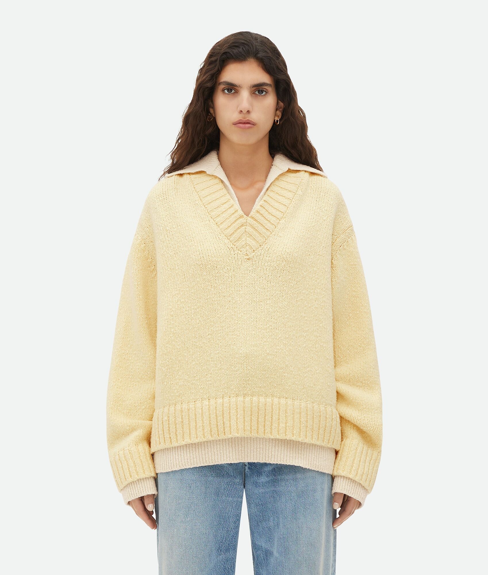Double Layer Effect Wool Sweater - 1