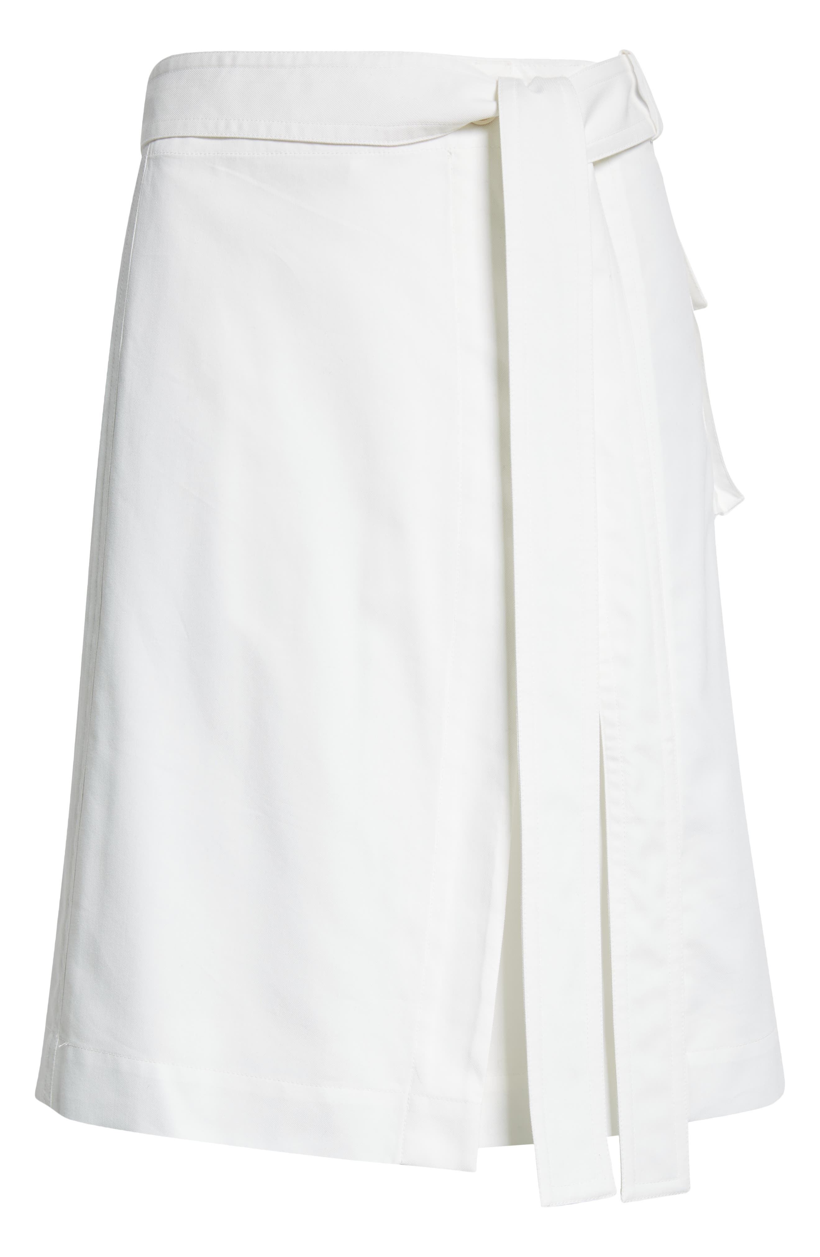 FERRAGAMO Belted Washed Twill Wrap Skirt in Mascarpone at Nordstrom - 5