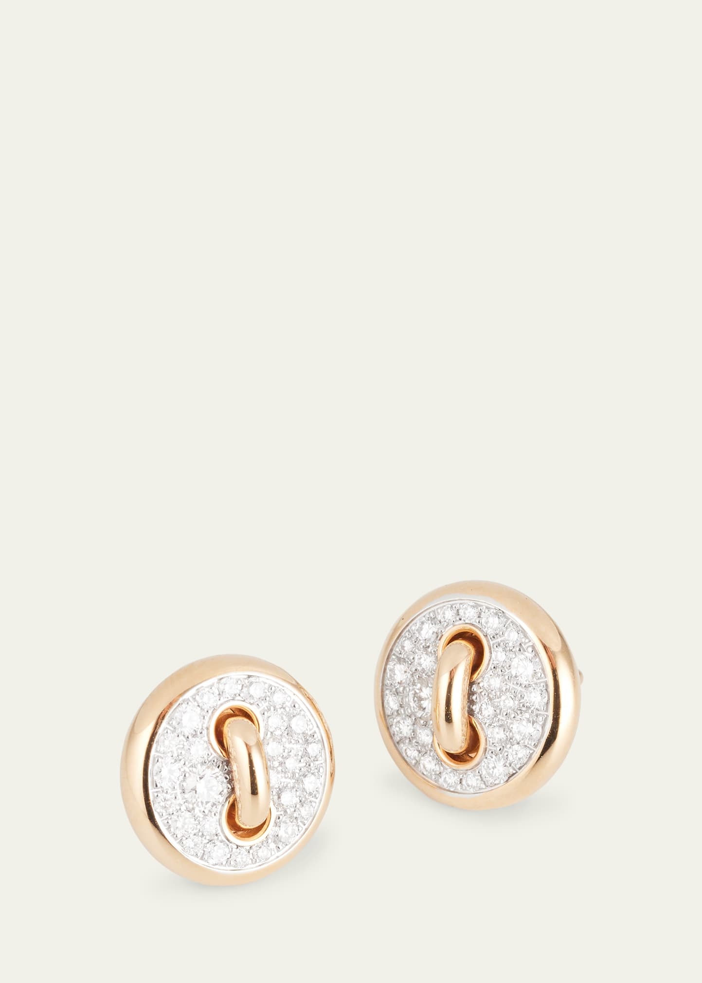18K Rose Gold Pom Pom Dot Pave Diamond Stud Earrings - 3