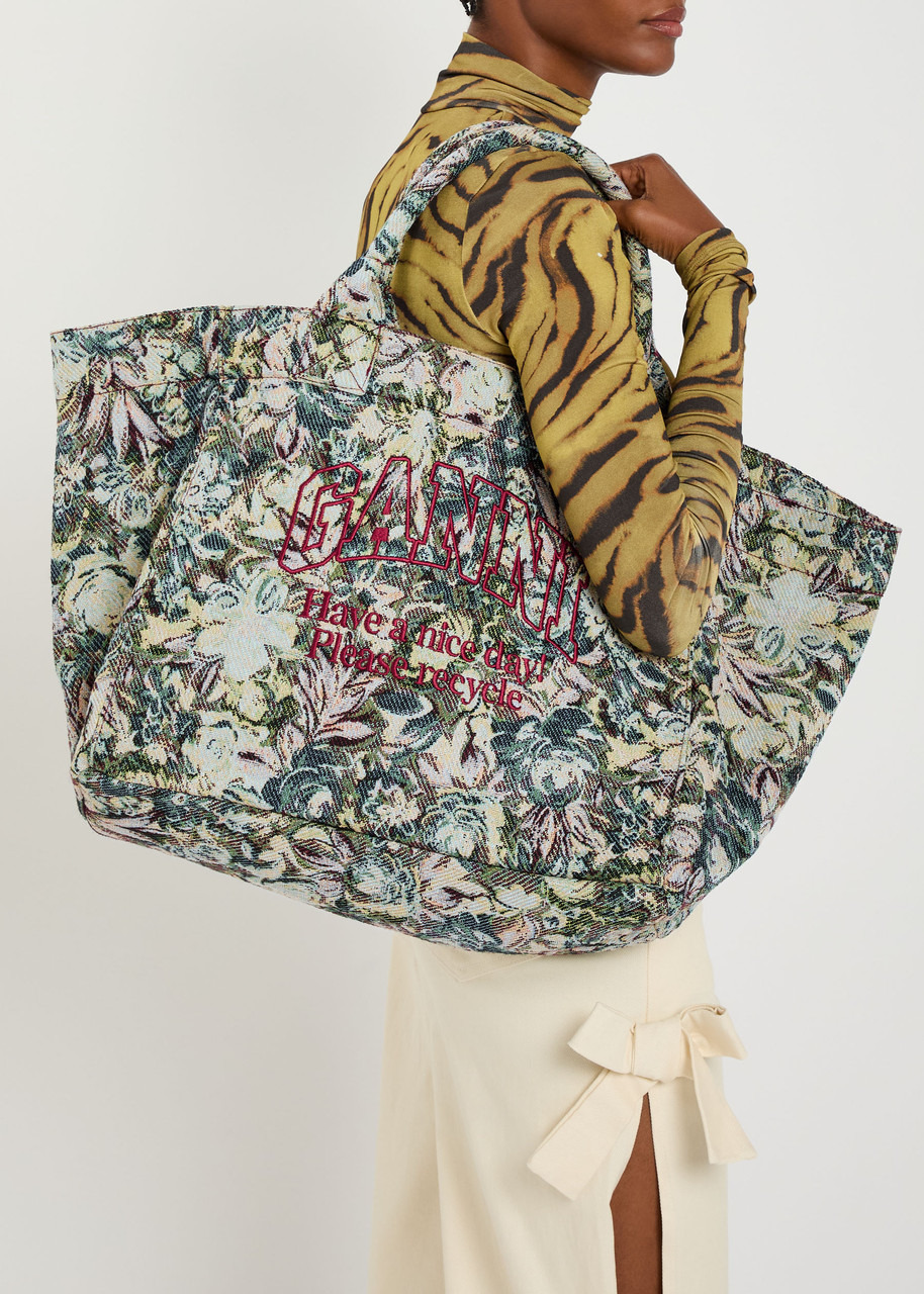Ganni Jadeite Xxl Reversible Tapestry Shopper Tote bag - 5
