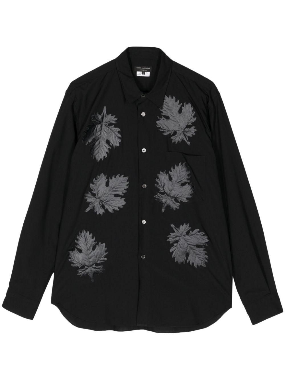 leaf-appliqué buttoned-up shirt - 1