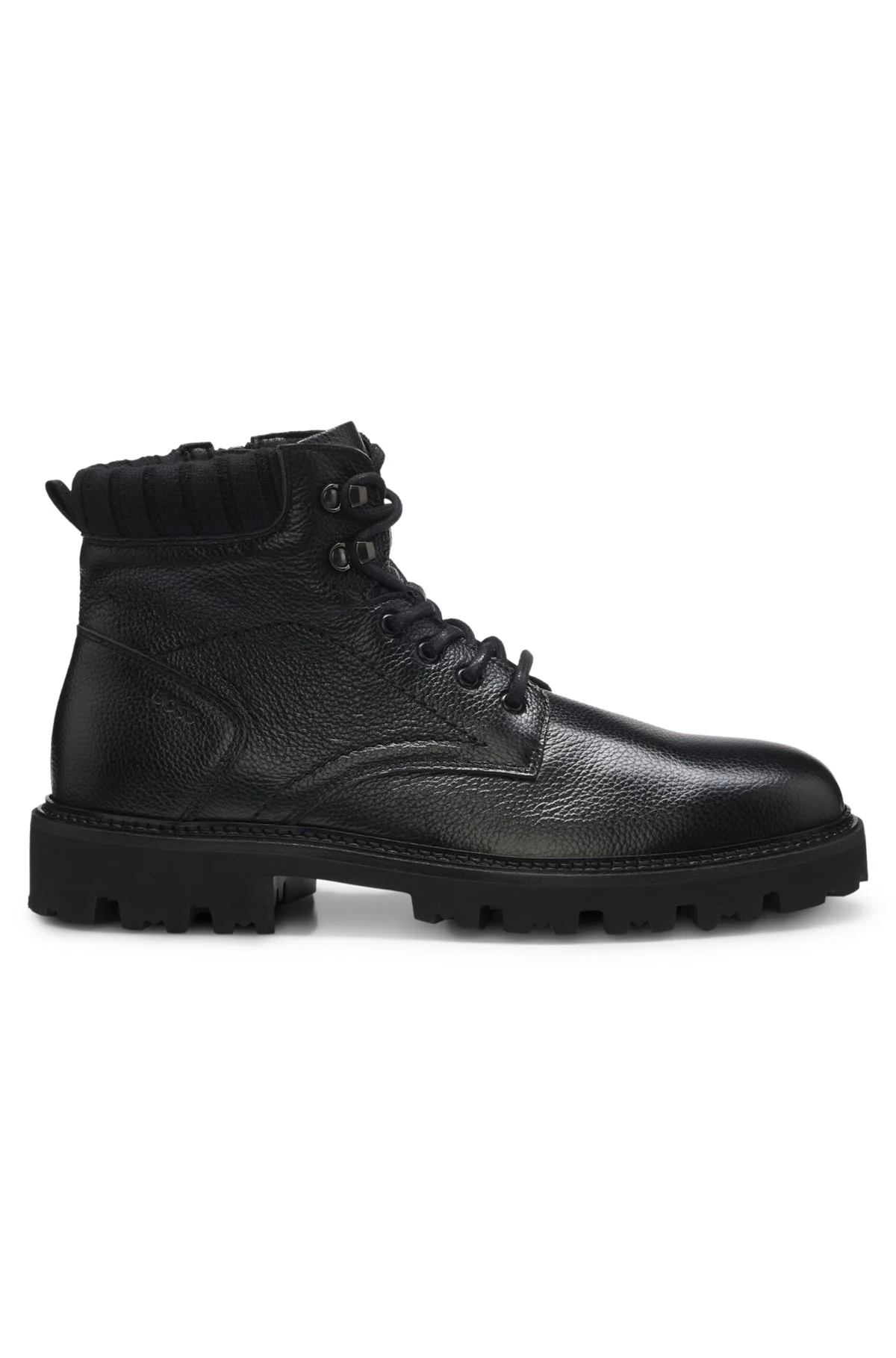 LACE-UP LEATHER BOOTS WITH PADDED COLLAR - 1