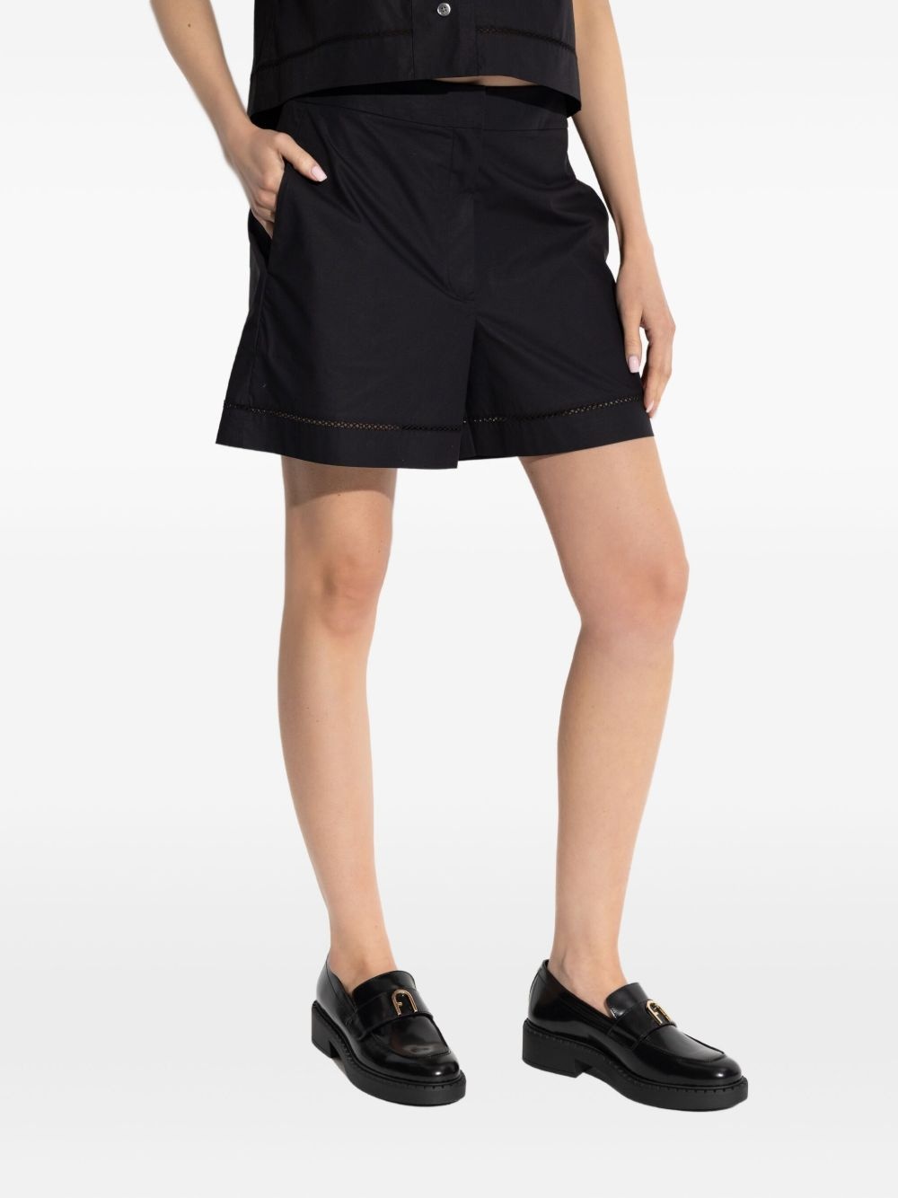 eyelet-detail poplin shorts - 3