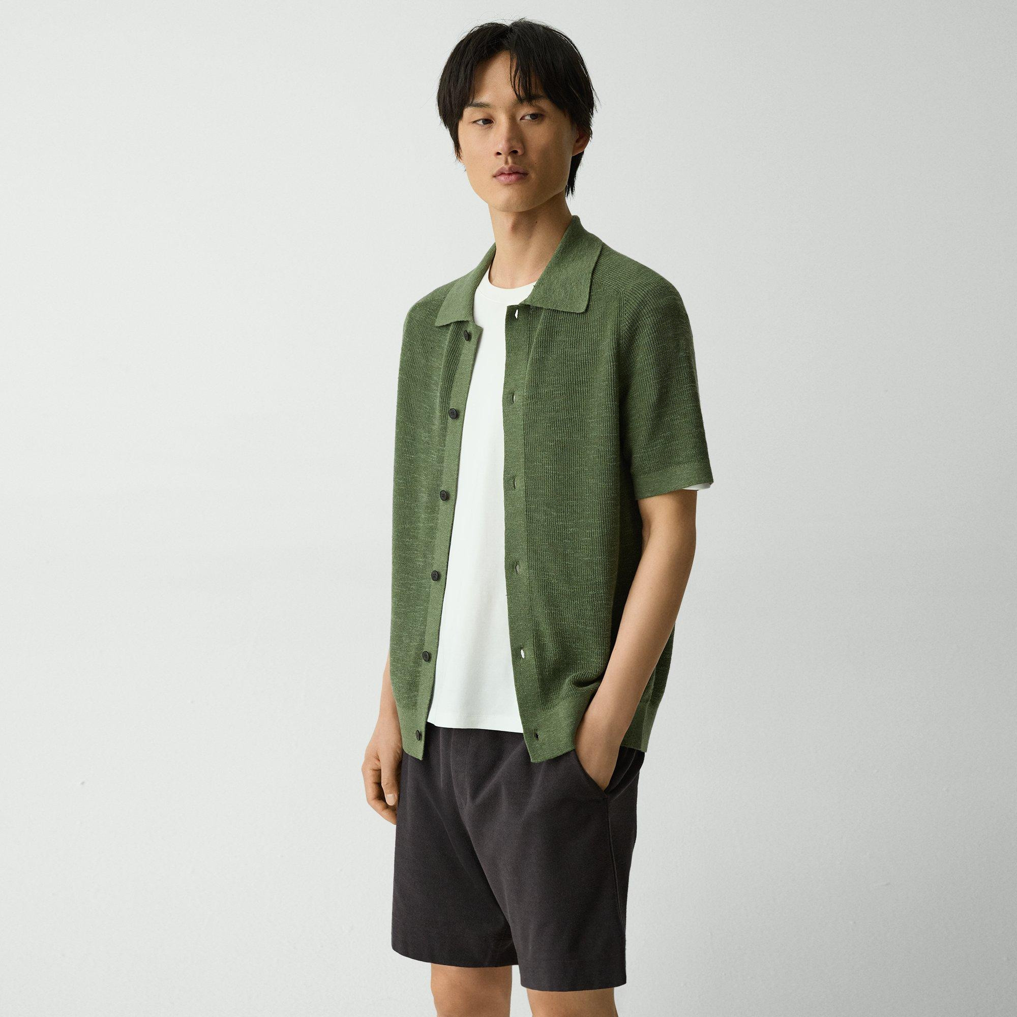 Short-Sleeve Button-Up Shirt in Pacific Linen - 3