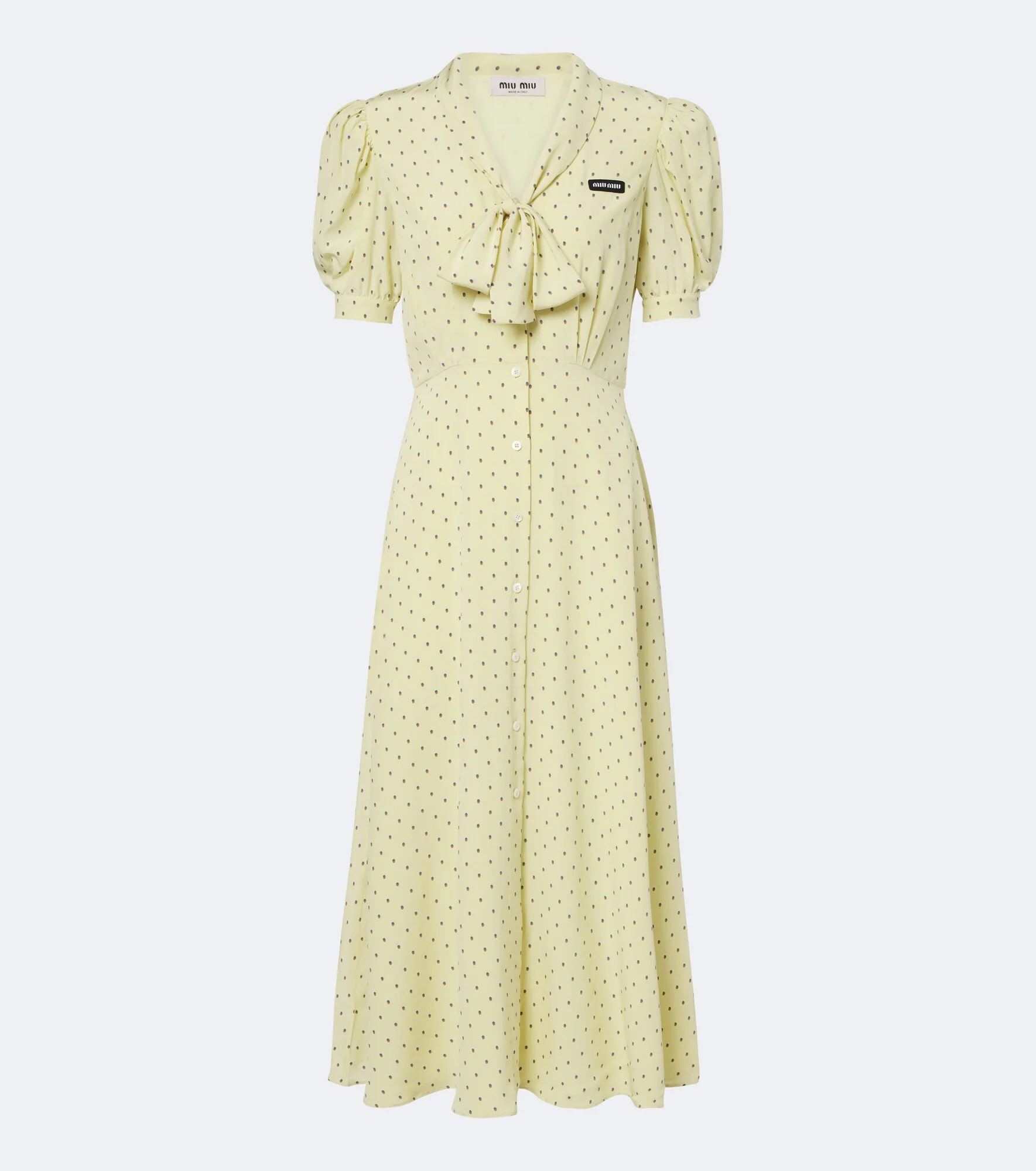 Polka-dot tie-neck silk midi dress - 1