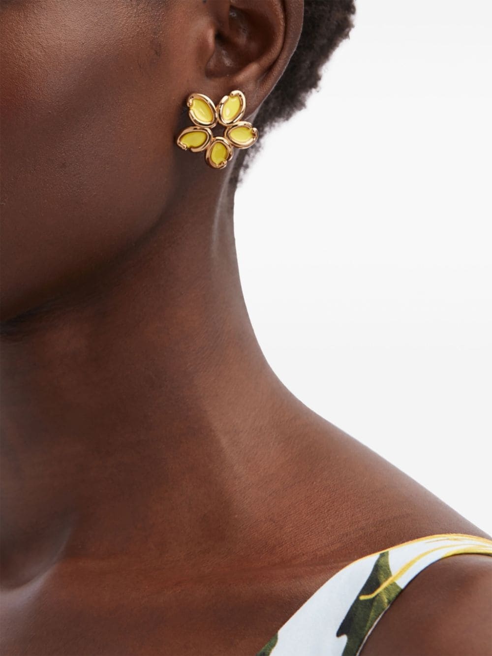 enamel O flower earrings - 3