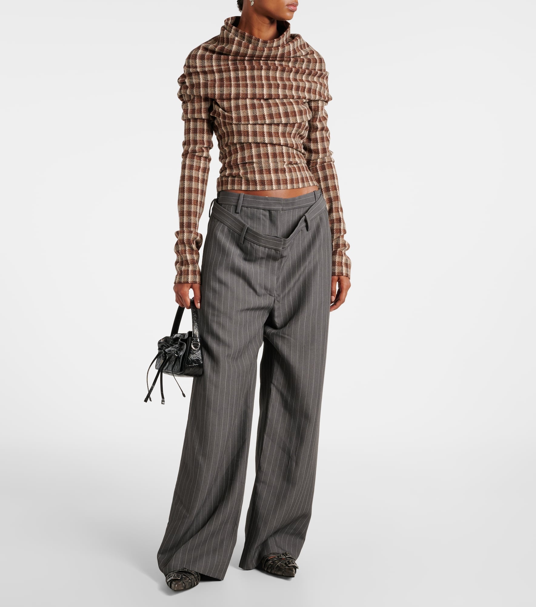 Plave pinstripe wide-leg pants - 2