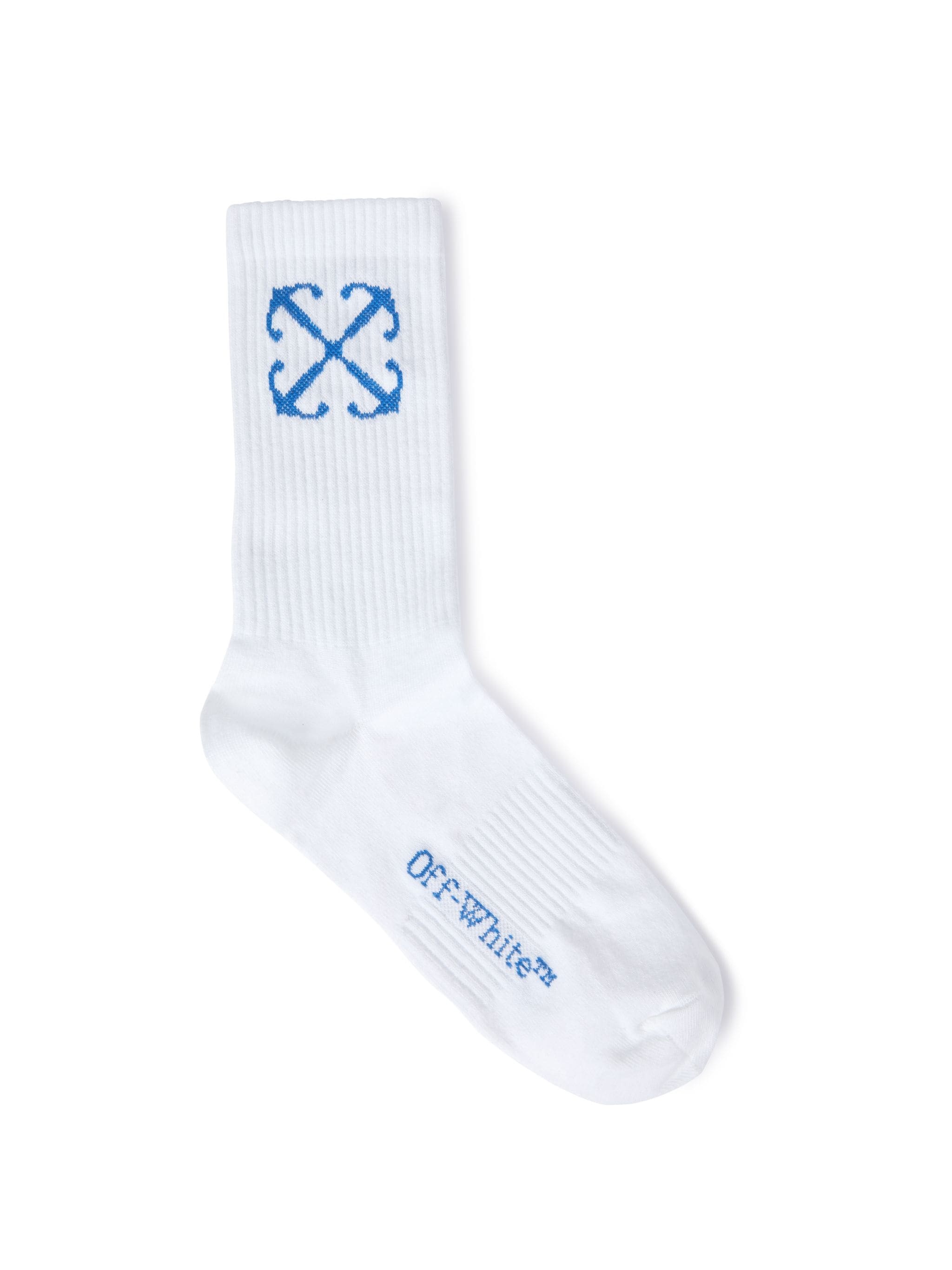 White Arrow Mid Calf Knit Socks - 1