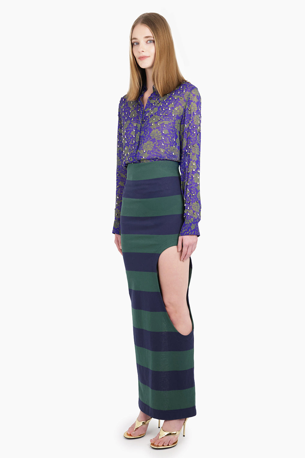 CHOWY FLORAL PRINT EMBELLISHED L/S SHIRT | PURPLE/GREEN - 9