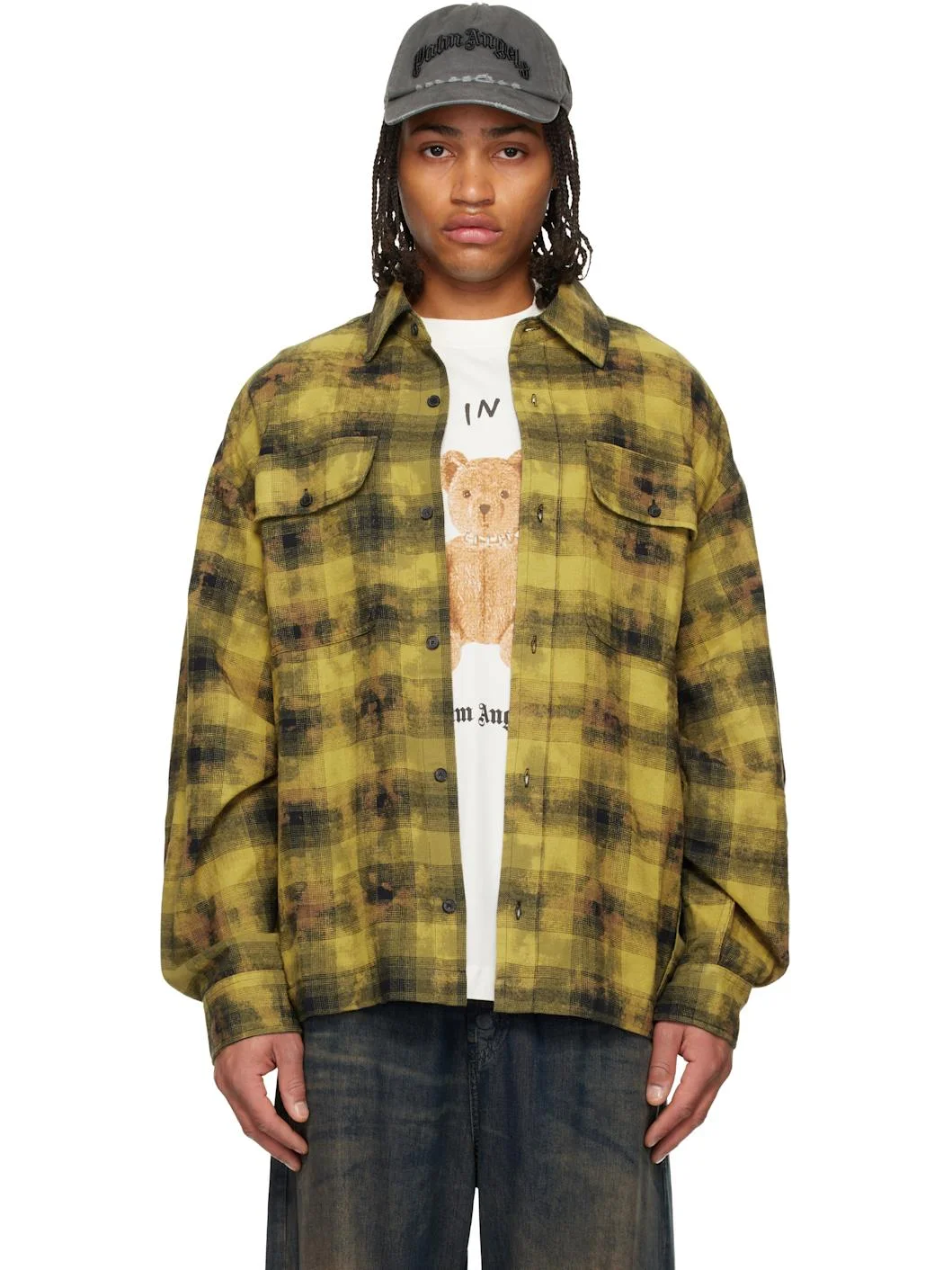 Yellow & Black Curved Logo Check Shirt - 1
