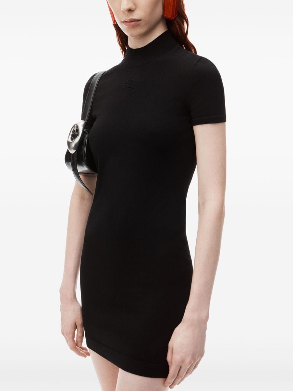 logo-embossed mock-neck dress - 3