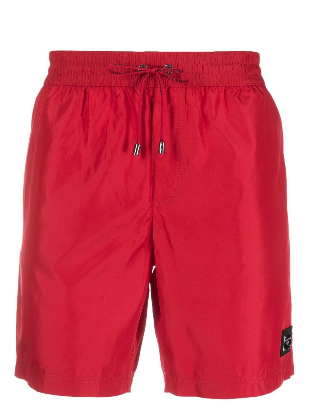 logo-plaque drawstring swim shorts - 1