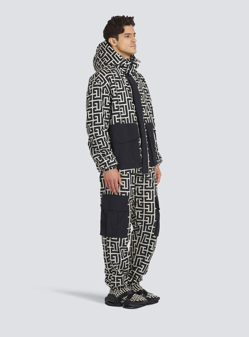 Hooded nylon jacket with maxi Balmain monogram 5