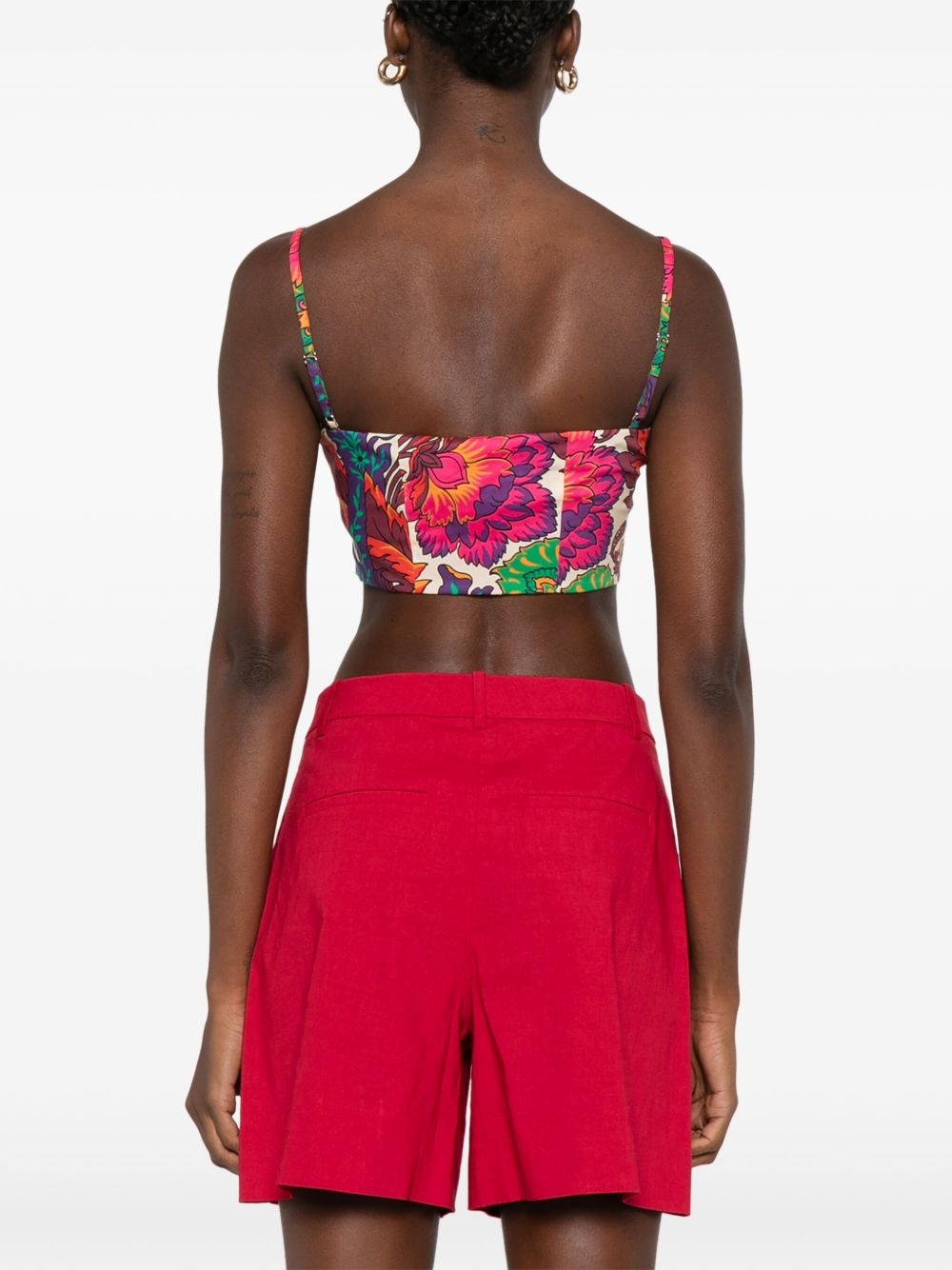 floral-print cropped top - 4