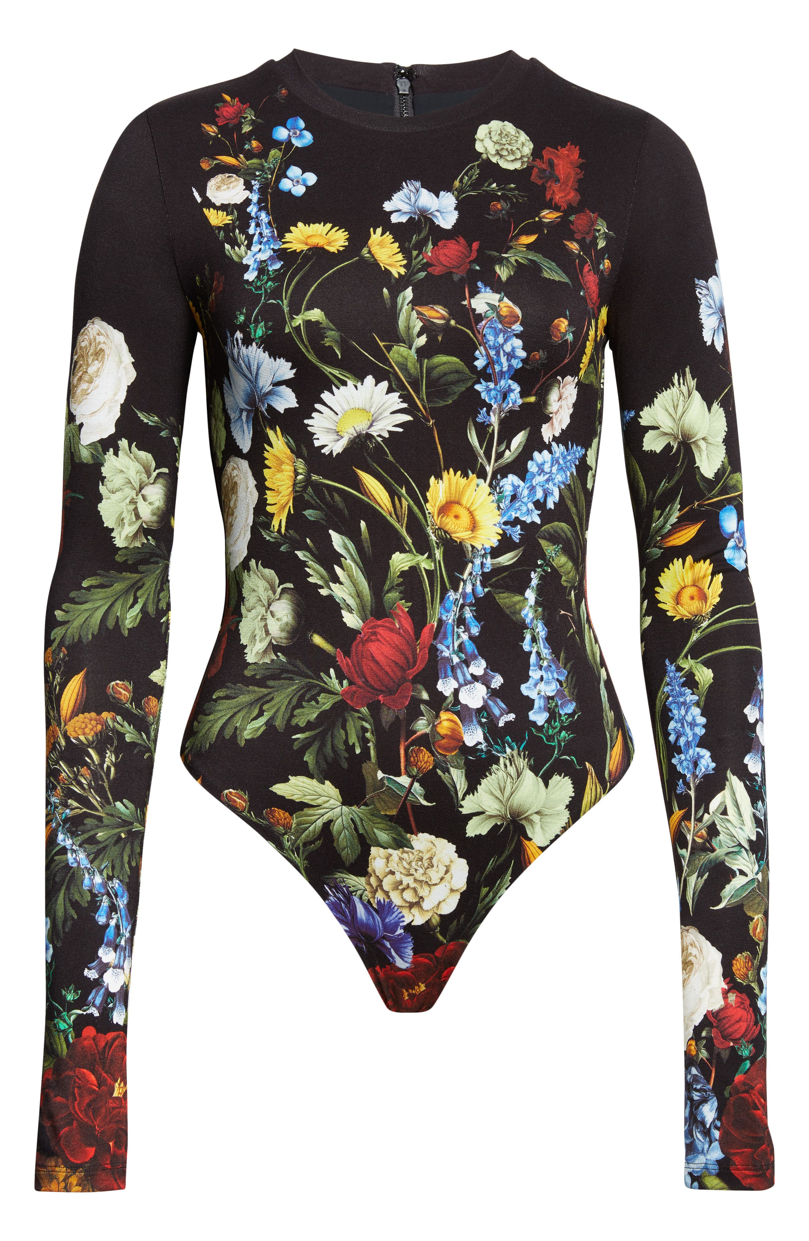 Alice + Olivia Olea Crewneck Long Sleeve Bodysuit in Social Hour Black at Nordstrom - 7